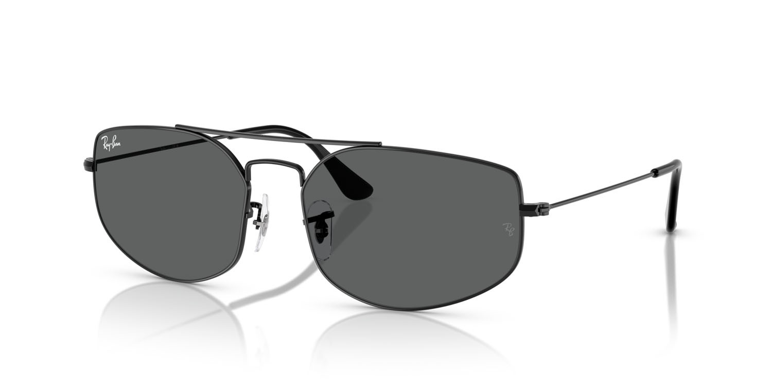 Sunglasses Ray-Ban Explorer 5 RB 3845 (002/B1) color nero shape irregular lenses grigio scuro