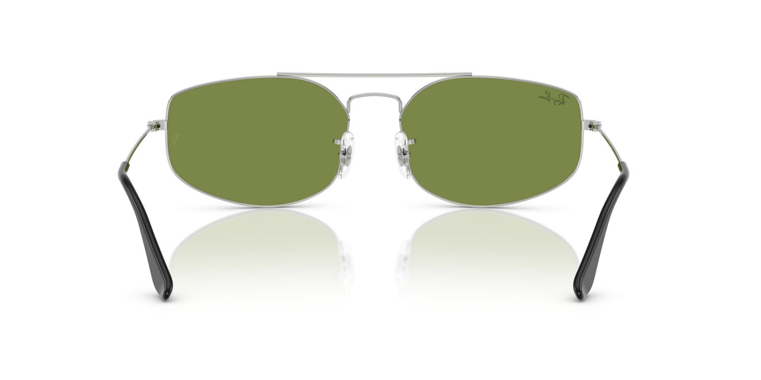 Occhiali da sole Ray-Ban Explorer V RB 3845 (003/4E) colore argento forma irregolare lenti verde