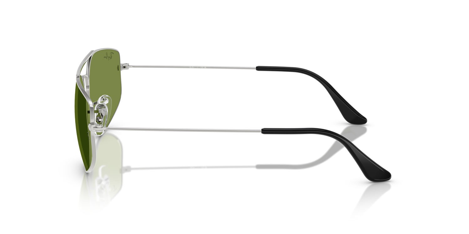 Occhiali da sole Ray-Ban Explorer V RB 3845 (003/4E) colore argento forma irregolare lenti verde
