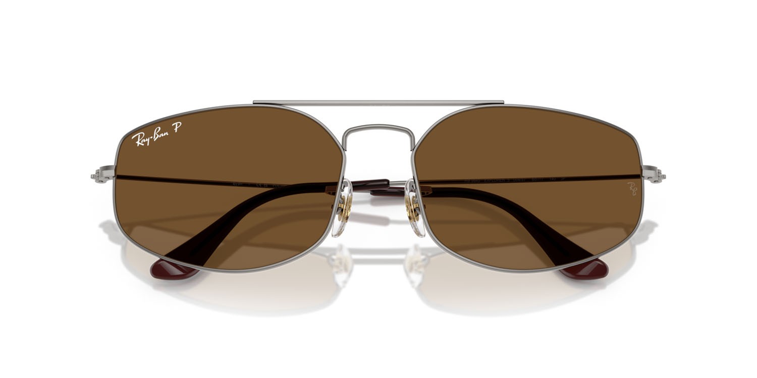 Sunglasses Ray-Ban Explorer 5 RB 3845 (004/57) color gunmetal shape irregular lenses b-15 marrone