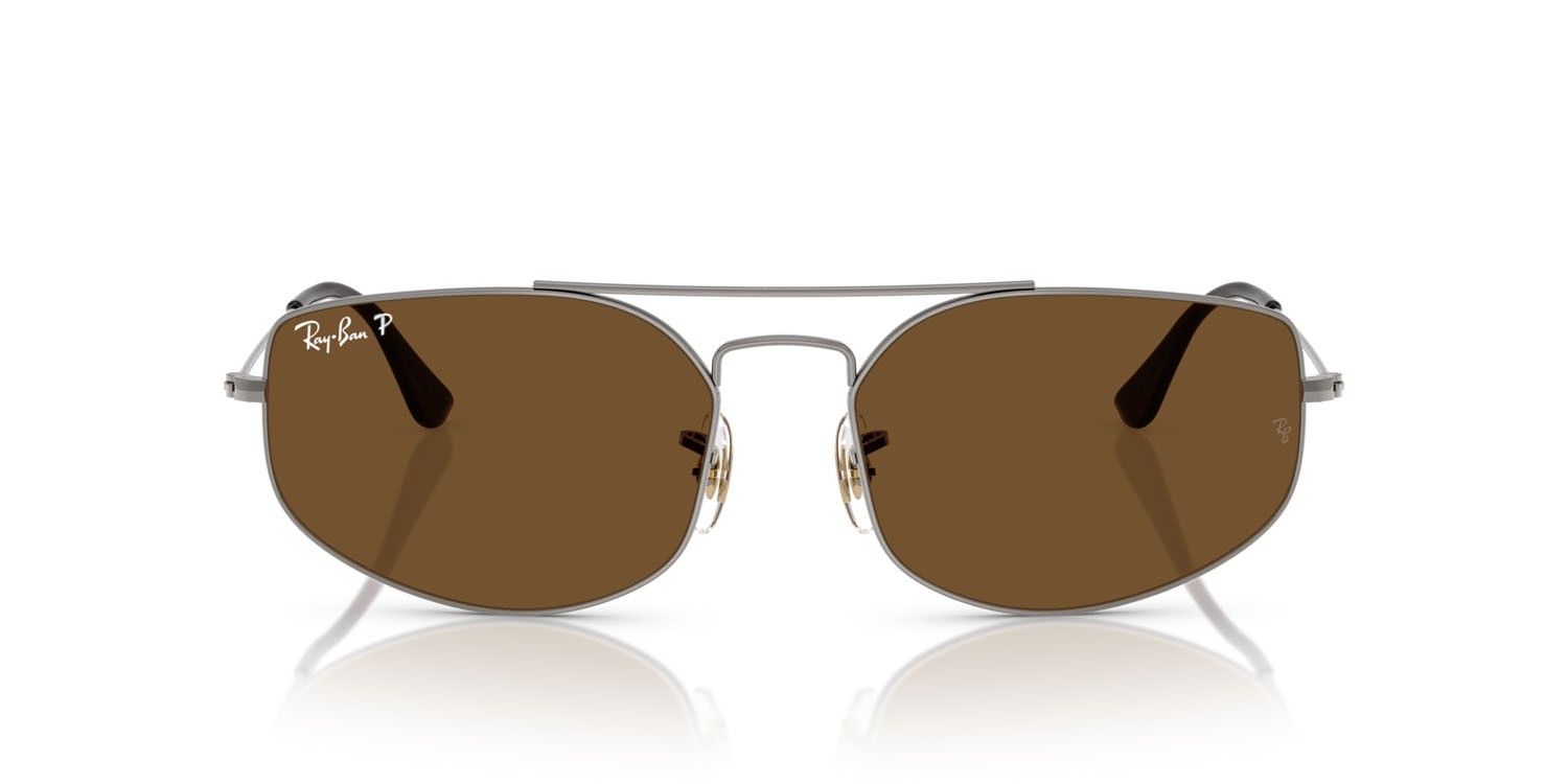 Sunglasses Ray-Ban Explorer 5 RB 3845 (004/57) color gunmetal shape irregular lenses b-15 marrone