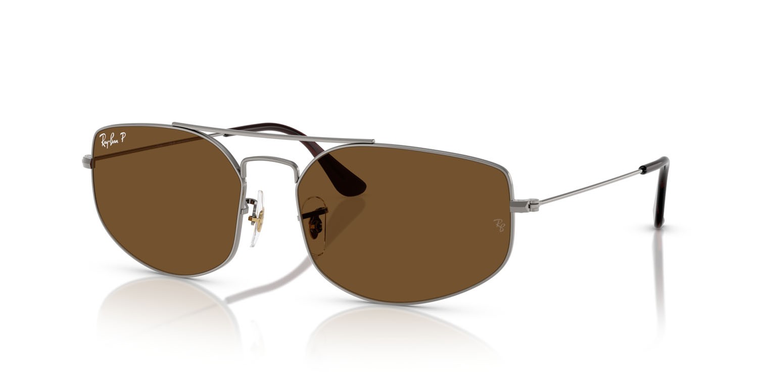 Sunglasses Ray-Ban Explorer 5 RB 3845 (004/57) color gunmetal shape irregular lenses b-15 marrone