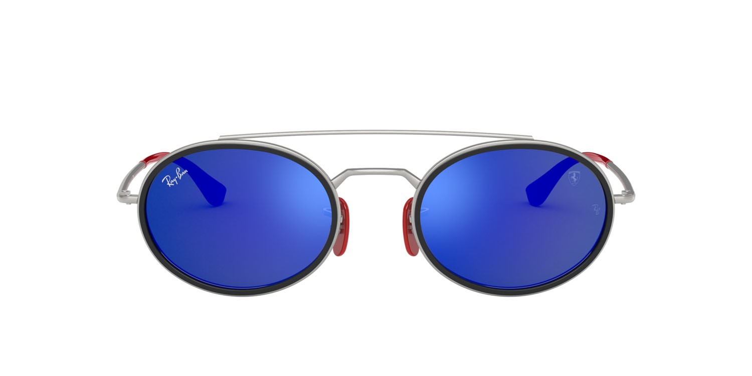 Sonnenbrillen Ray-Ban Scuderia Ferrari RB 3847M (F04868) farbe argento form oval gläser blu specchiato