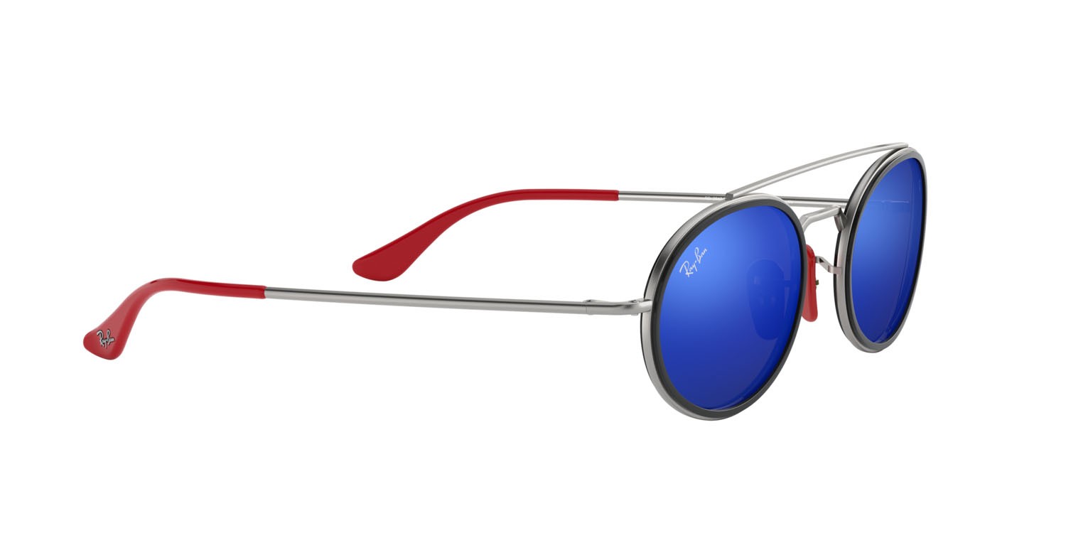 Sonnenbrillen Ray-Ban Scuderia Ferrari RB 3847M (F04868) farbe argento form oval gläser blu specchiato