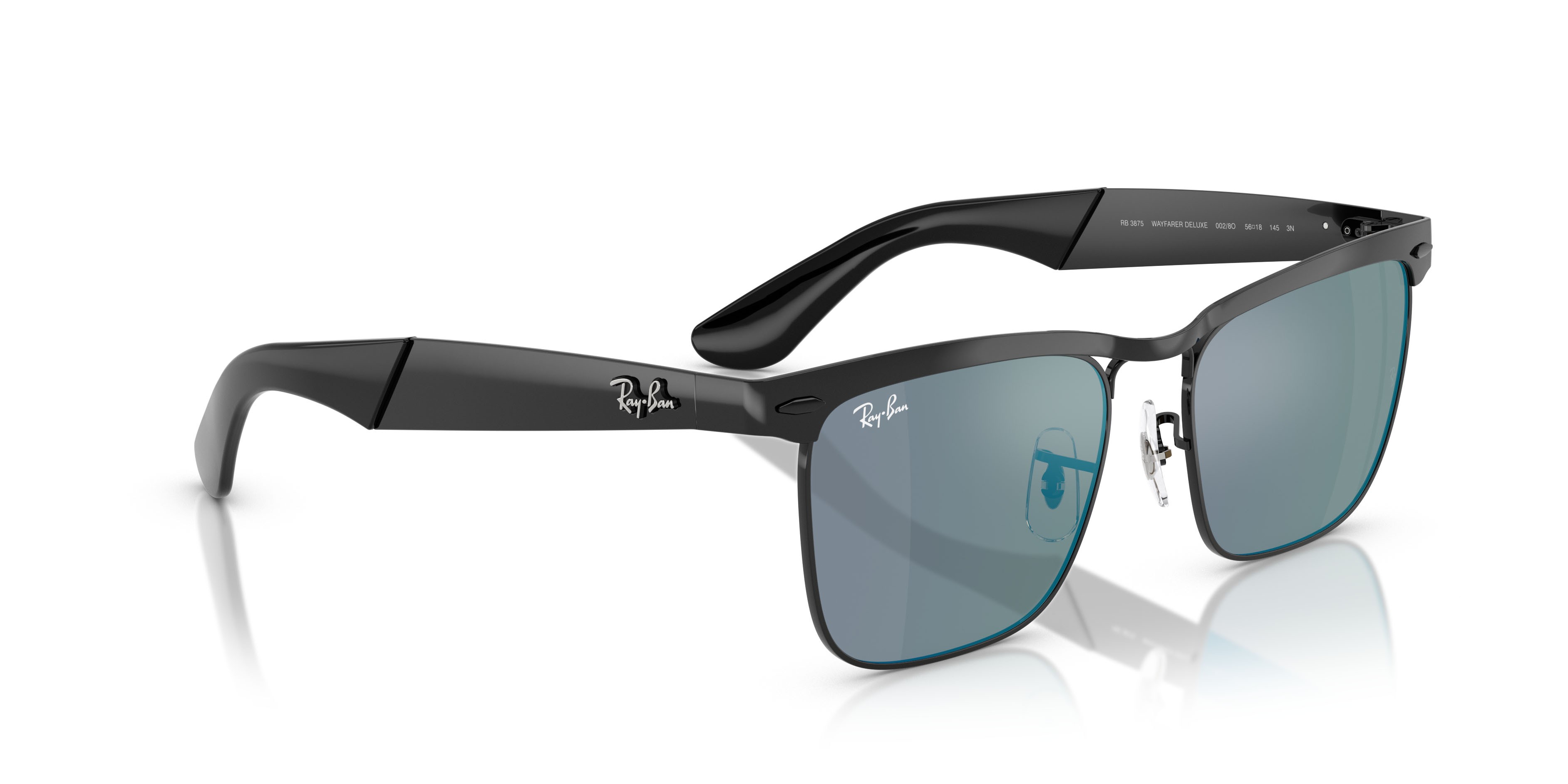 Occhiali da sole Ray-Ban Wayfarer Deluxe RB 3875 (002/8O) colore nero forma quadrato 