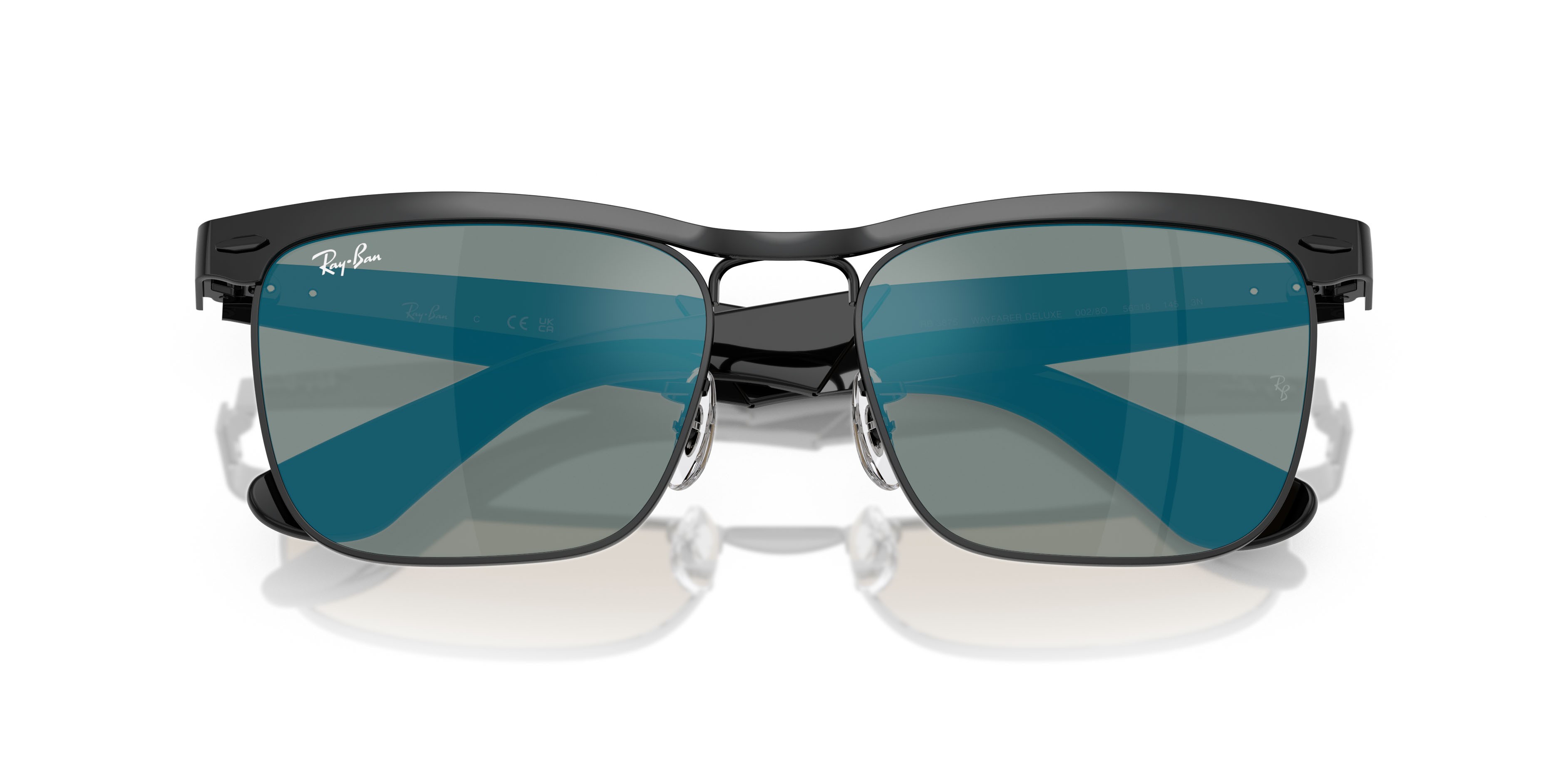 Occhiali da sole Ray-Ban Wayfarer Deluxe RB 3875 (002/8O) colore nero forma quadrato 