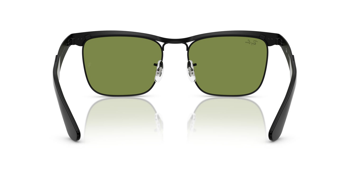 Occhiali da sole Ray-Ban Wayfarer Deluxe RB 3875 (006/4E) colore nero opaco forma quadrato lenti verde