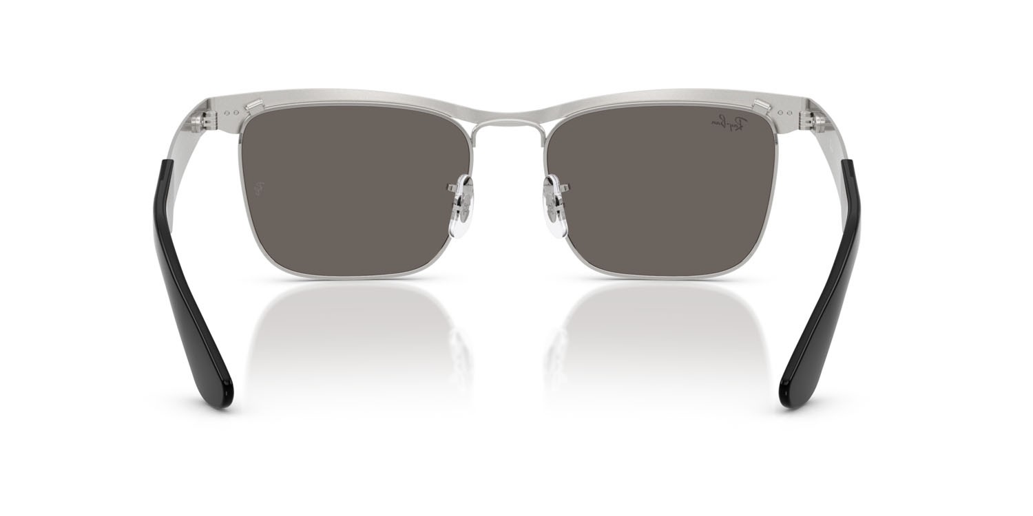 Occhiali da sole Ray-Ban Wayfarer Deluxe RB 3875 (019/B1) colore argento su argento sabbiato forma quadrato lenti grigio scuro