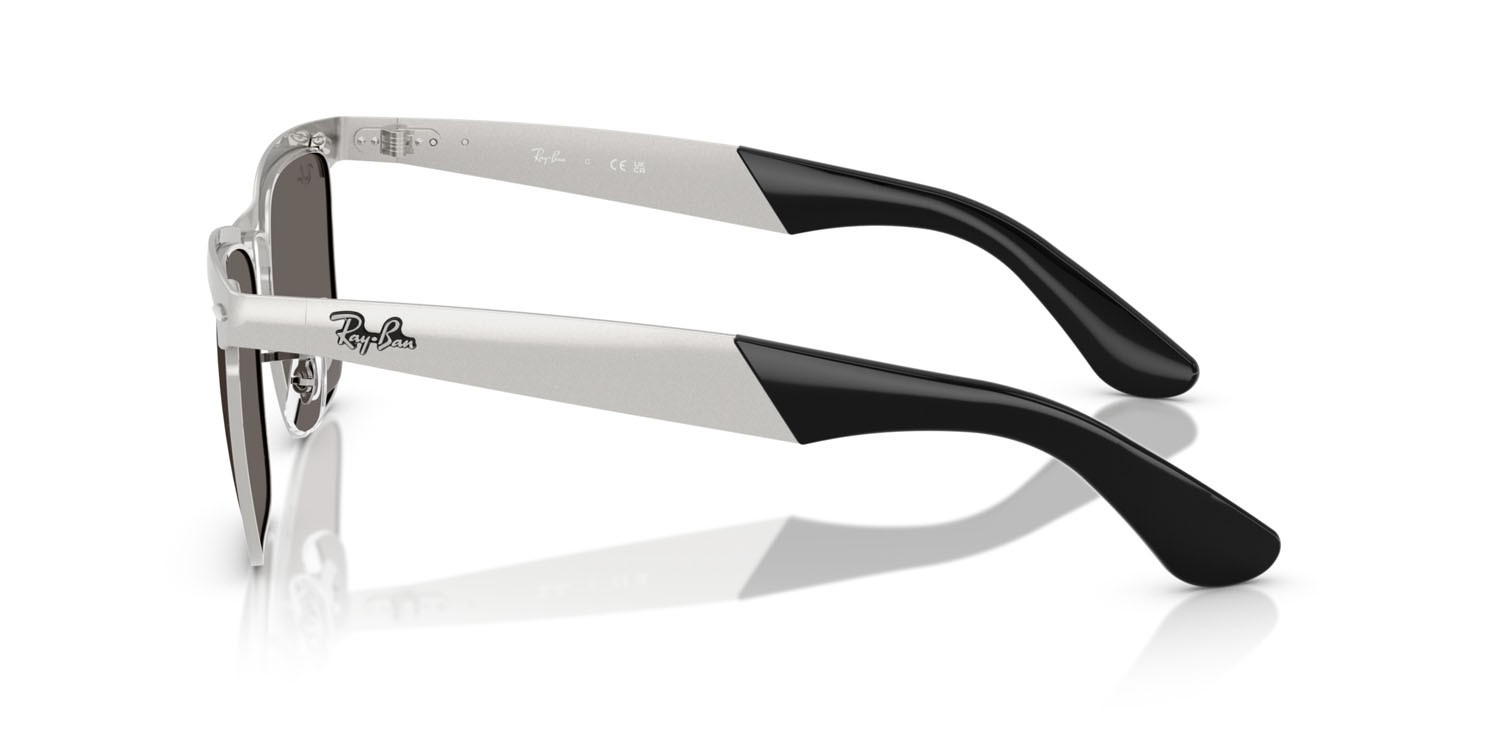 Occhiali da sole Ray-Ban Wayfarer Deluxe RB 3875 (019/B1) colore argento su argento sabbiato forma quadrato lenti grigio scuro