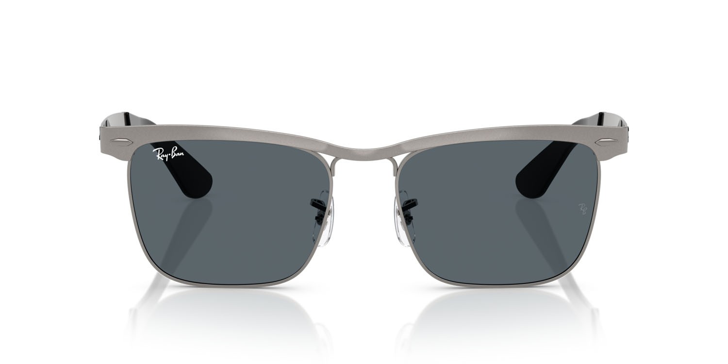 Occhiali da sole Ray-Ban Wayfarer Deluxe RB 3875 (029/R5) colore canna di fucile sabbiato su canna di fucile forma quadrato lenti blu