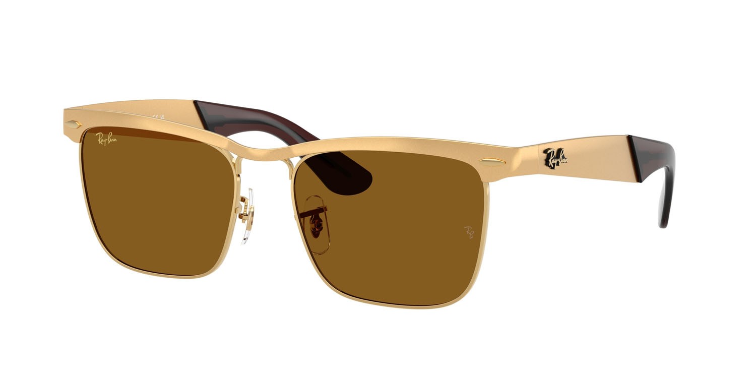 Occhiali da sole Ray-Ban Wayfarer Deluxe RB 3875 (927631) colore sandblasted legend oro forma quadrato lenti marrone