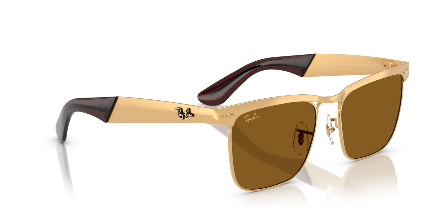 Occhiali da sole Ray-Ban Wayfarer Deluxe RB 3875 (927631) colore sandblasted legend oro forma quadrato lenti marrone