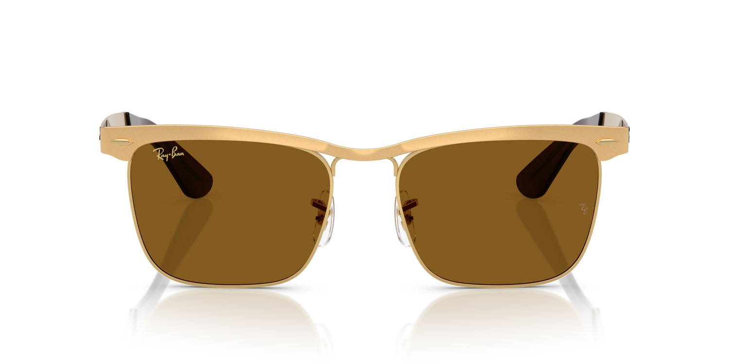 Occhiali da sole Ray-Ban Wayfarer Deluxe RB 3875 (927631) colore sandblasted legend oro forma quadrato lenti marrone