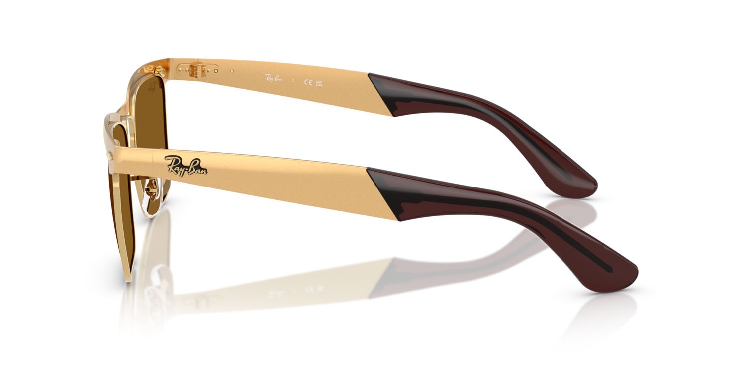 Occhiali da sole Ray-Ban Wayfarer Deluxe RB 3875 (927631) colore sandblasted legend oro forma quadrato lenti marrone