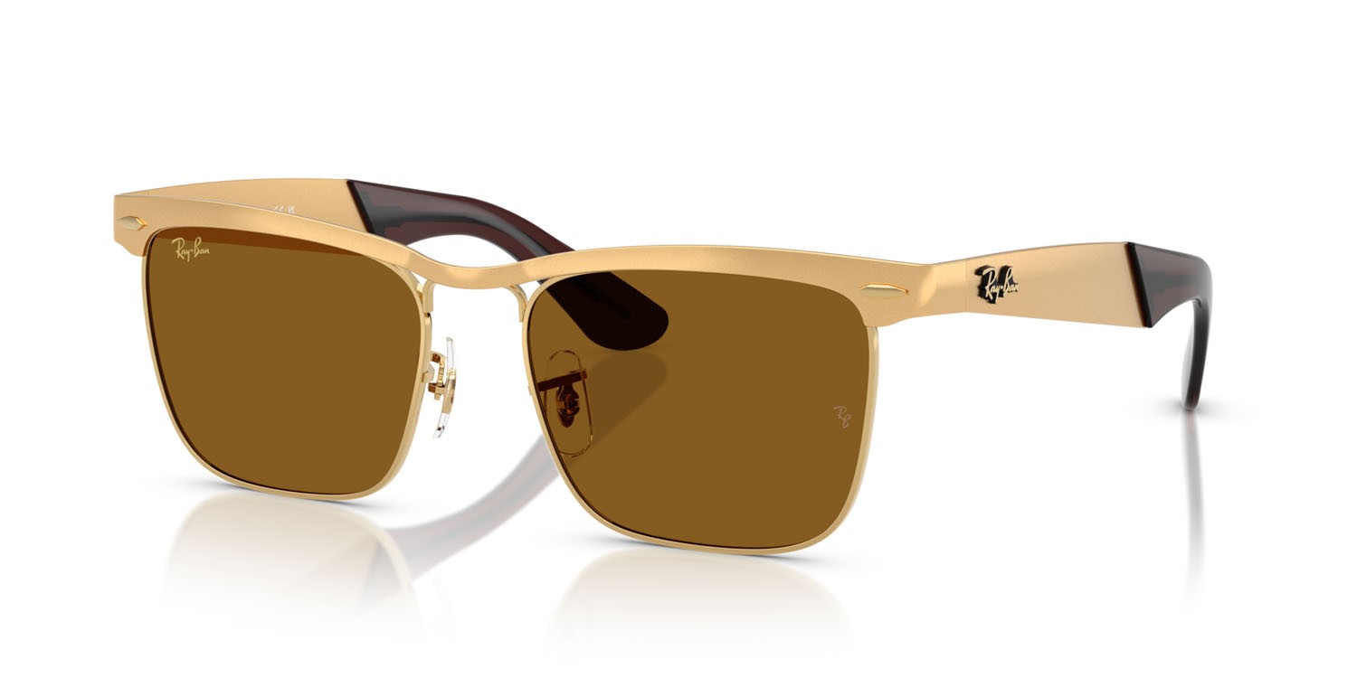 Occhiali da sole Ray-Ban Wayfarer Deluxe RB 3875 (927631) colore sandblasted legend oro forma quadrato lenti marrone
