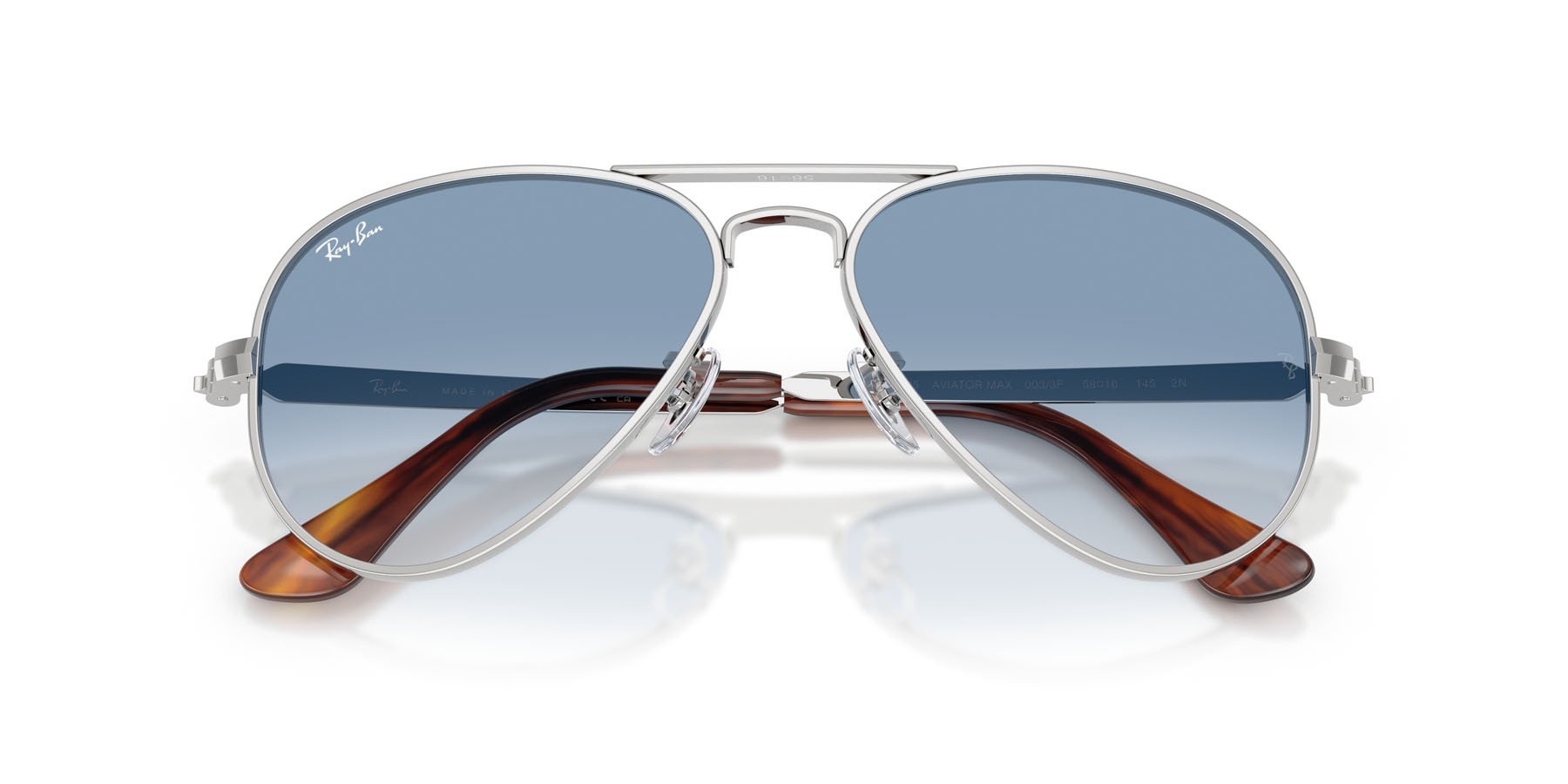 Sonnenbrillen Ray-Ban Aviator Max RB 3925 (003/3F) farbe argento form aviator gläser trasparente sfumato blu