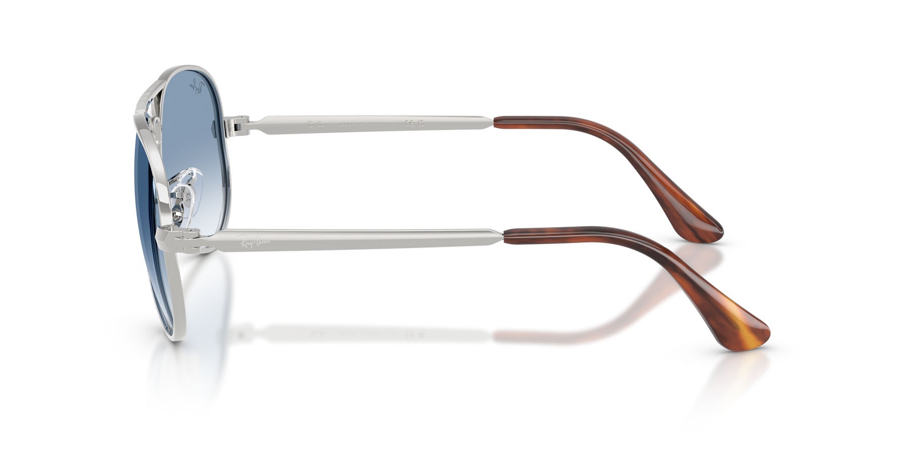 Sonnenbrillen Ray-Ban Aviator Max RB 3925 (003/3F) farbe argento form aviator gläser trasparente sfumato blu