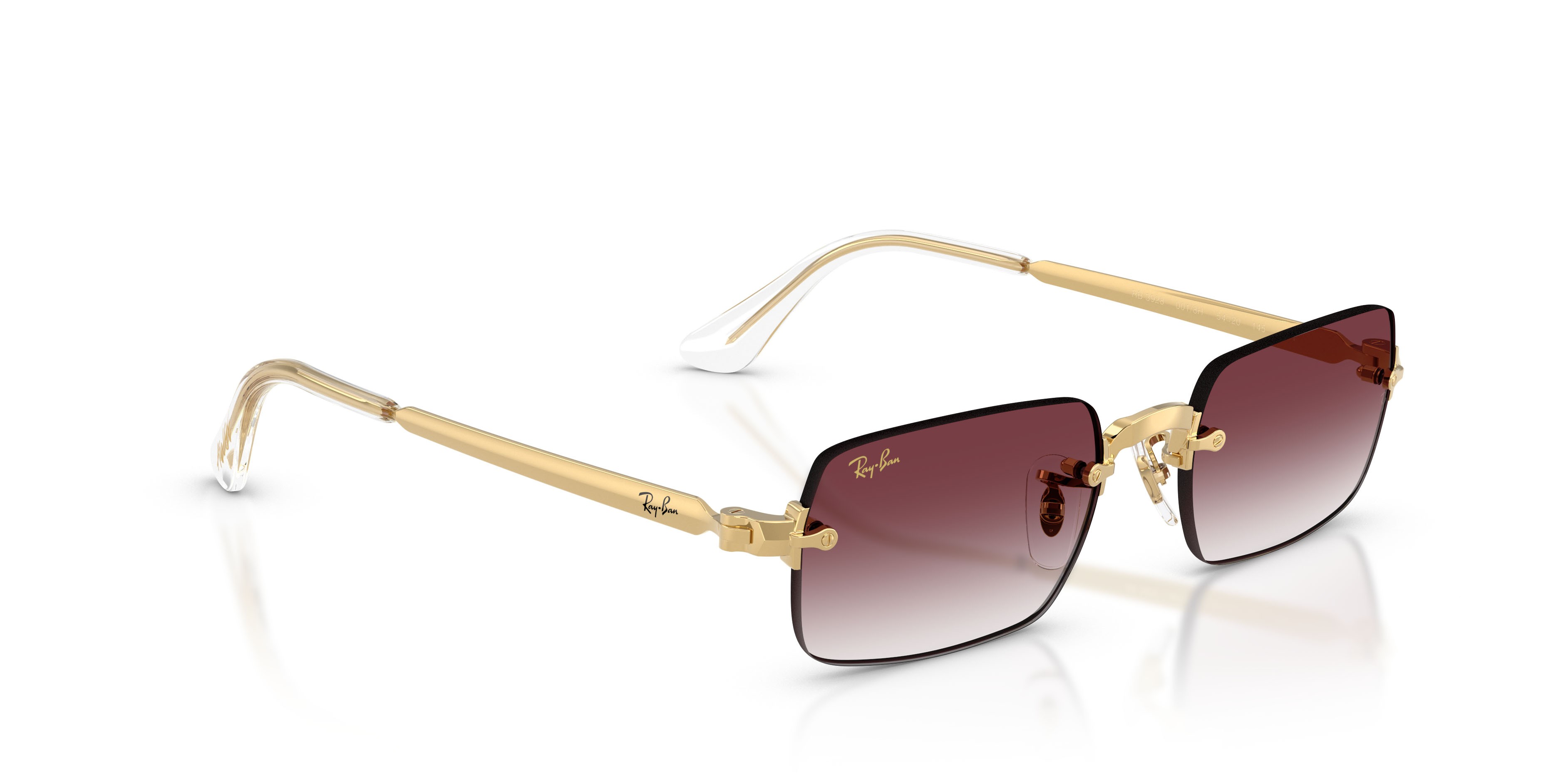 Sunglasses Ray-Ban ASAP Rocky RB 3928 (001/8H) color oro arista shape oval lenses trasparente sfumato viola scuro