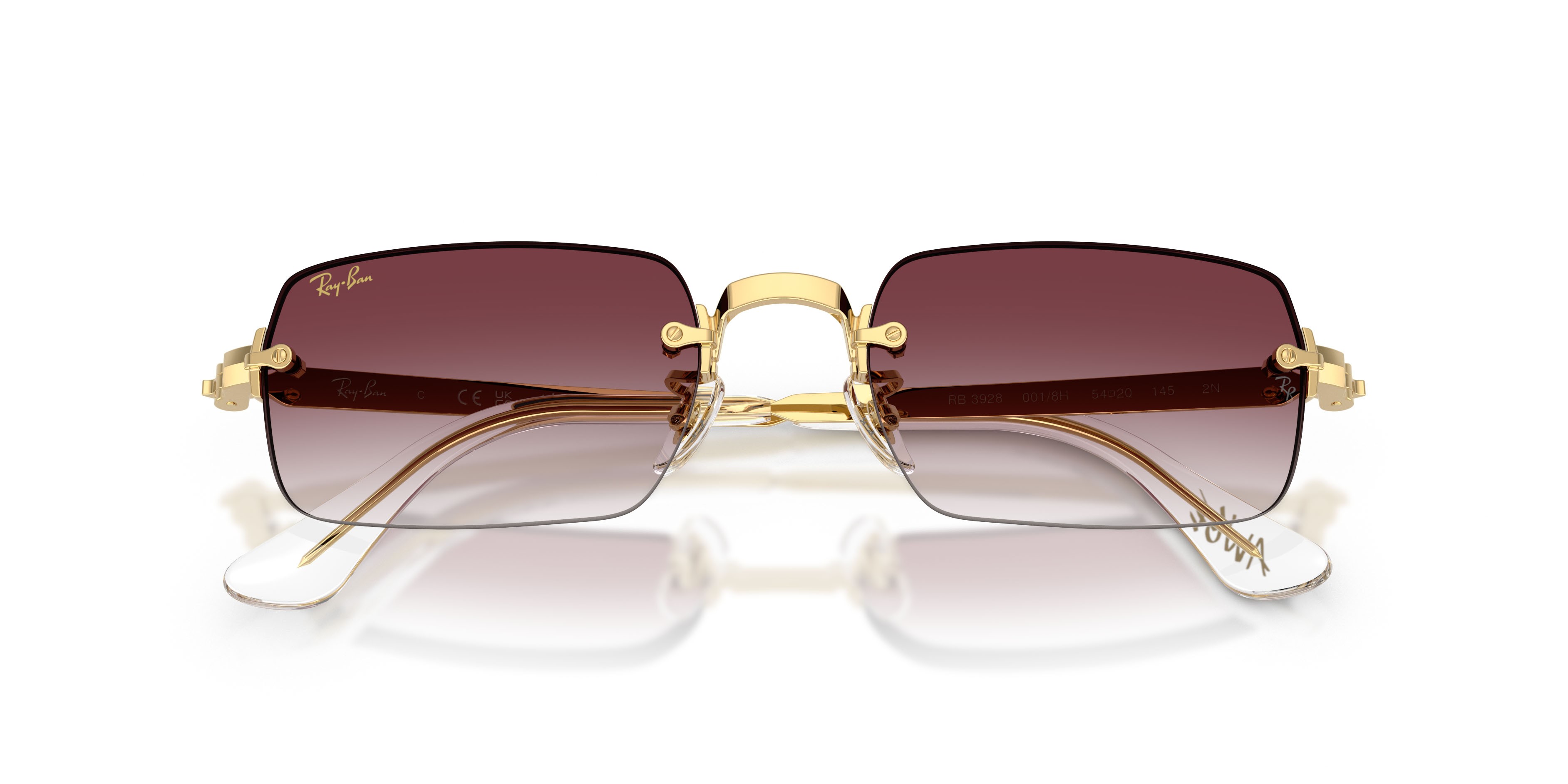 Sunglasses Ray-Ban ASAP Rocky RB 3928 (001/8H) color oro arista shape oval lenses trasparente sfumato viola scuro