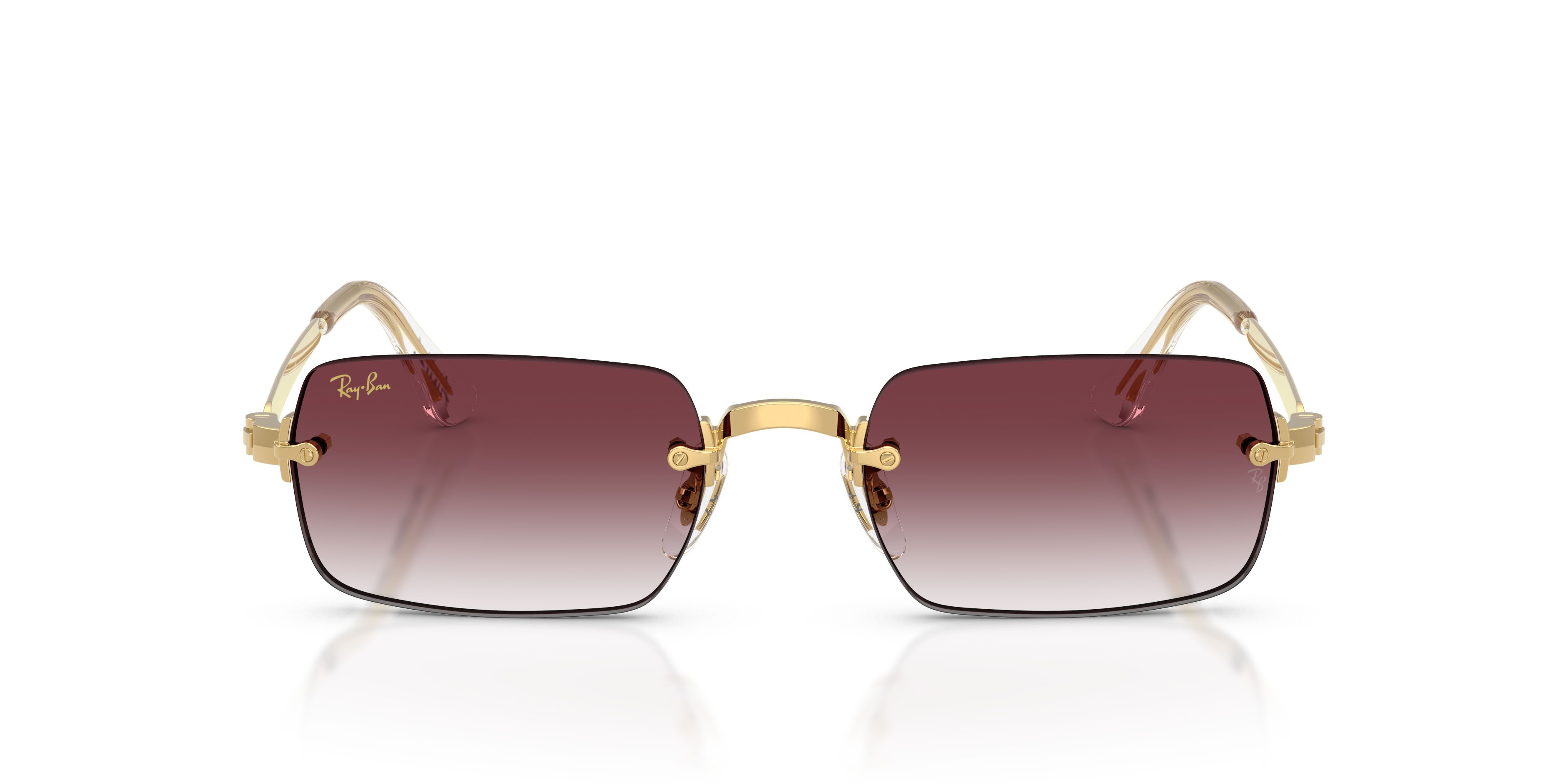 Sunglasses Ray-Ban ASAP Rocky RB 3928 (001/8H) color oro arista shape oval lenses trasparente sfumato viola scuro