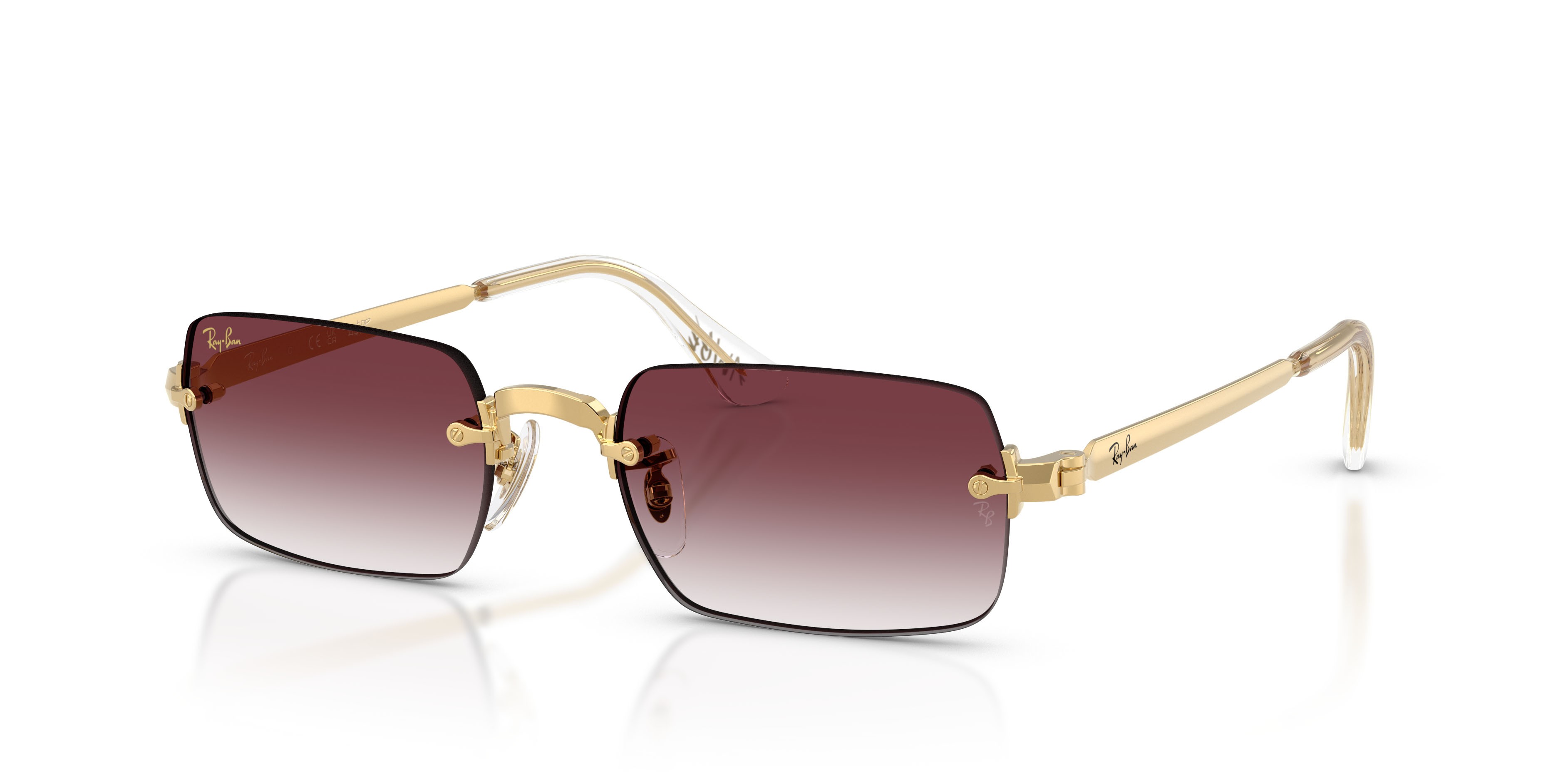 Sunglasses Ray-Ban ASAP Rocky RB 3928 (001/8H) color oro arista shape oval lenses trasparente sfumato viola scuro