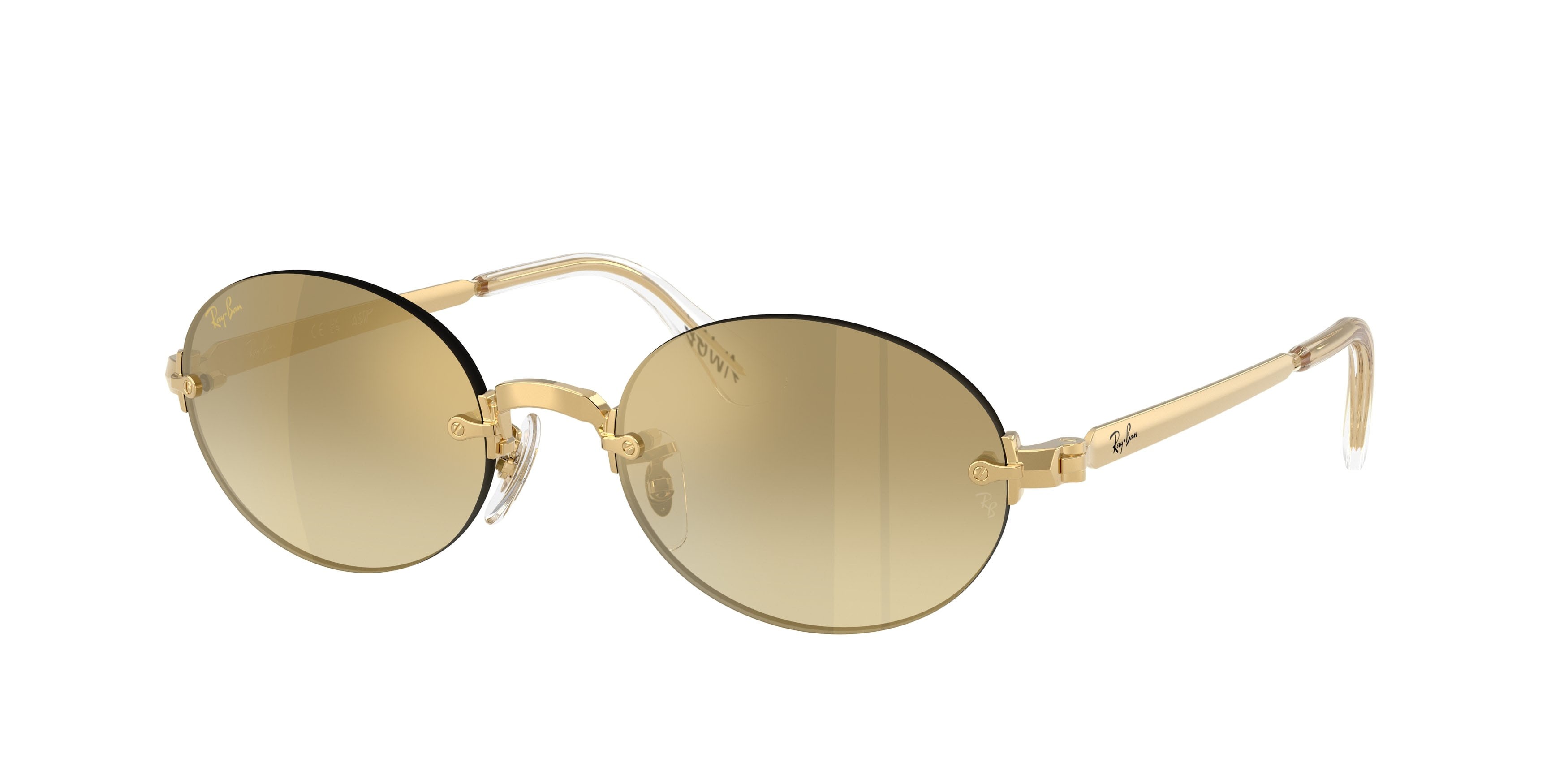Occhiali da sole Ray-Ban ASAP Rocky RB 3929 (001/7I) colore oro arista forma ovale lenti marrone sfumato oro a specchio