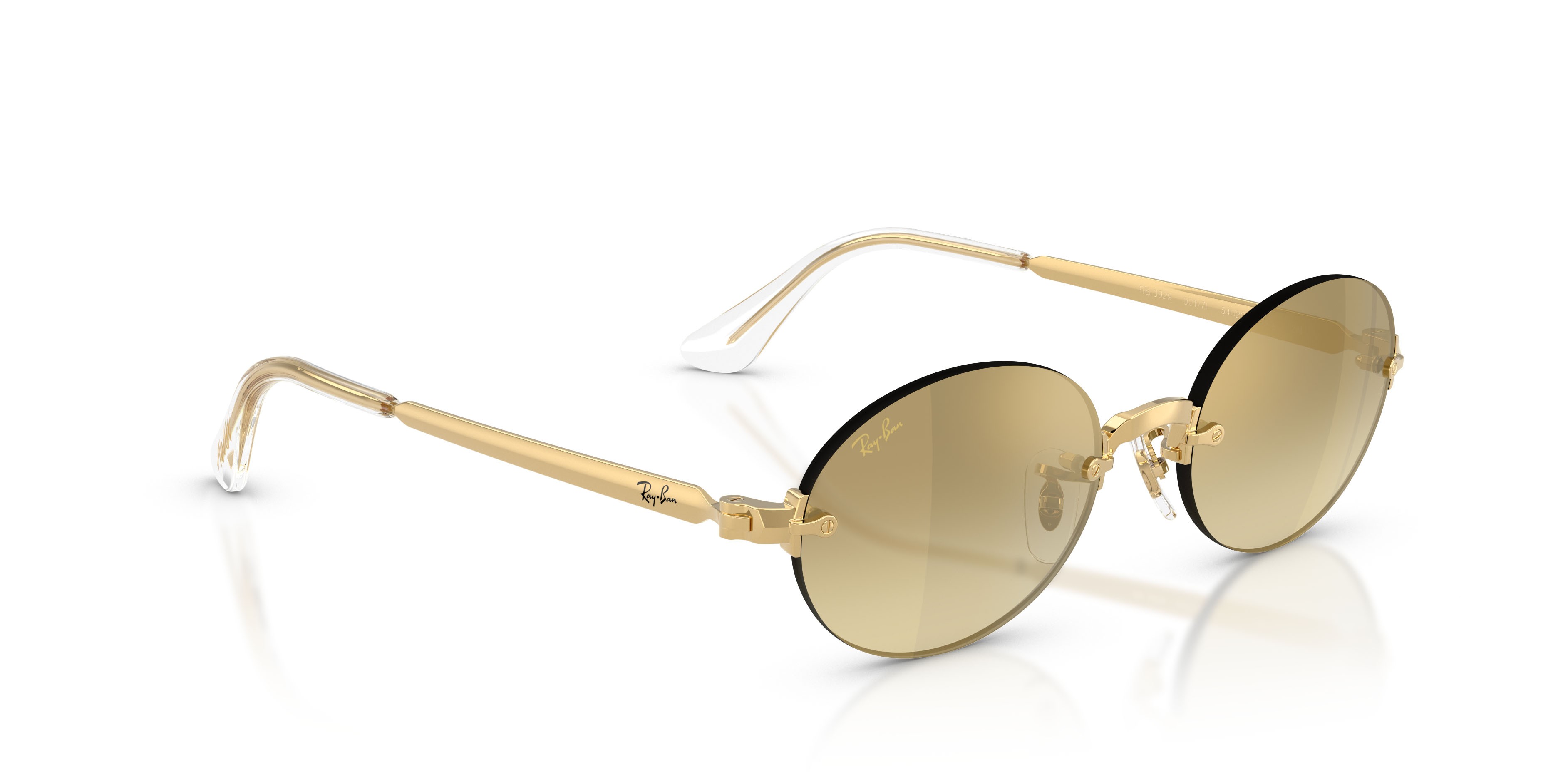 Occhiali da sole Ray-Ban ASAP Rocky RB 3929 (001/7I) colore oro arista forma ovale lenti marrone sfumato oro a specchio