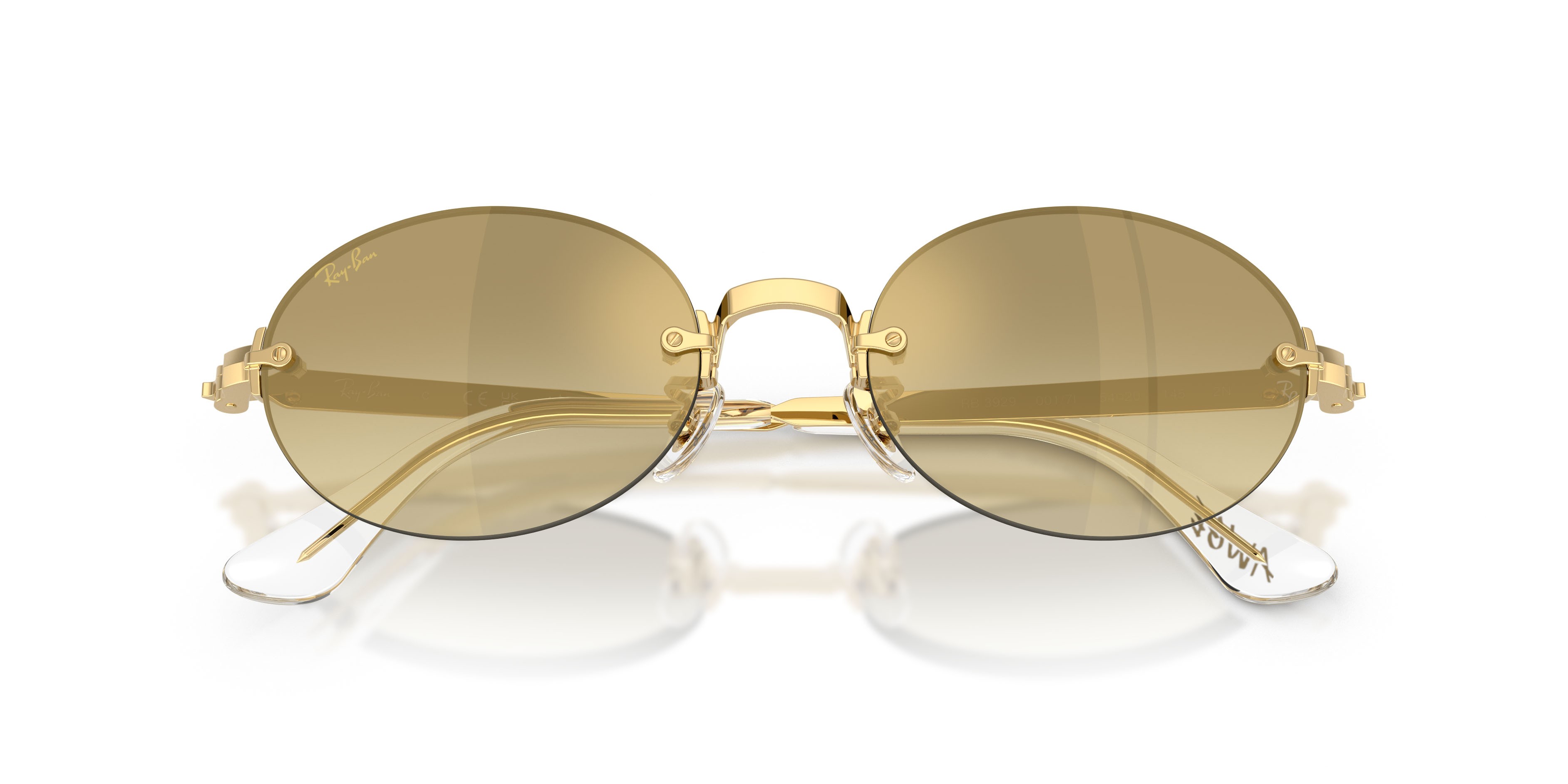 Occhiali da sole Ray-Ban ASAP Rocky RB 3929 (001/7I) colore oro arista forma ovale lenti marrone sfumato oro a specchio