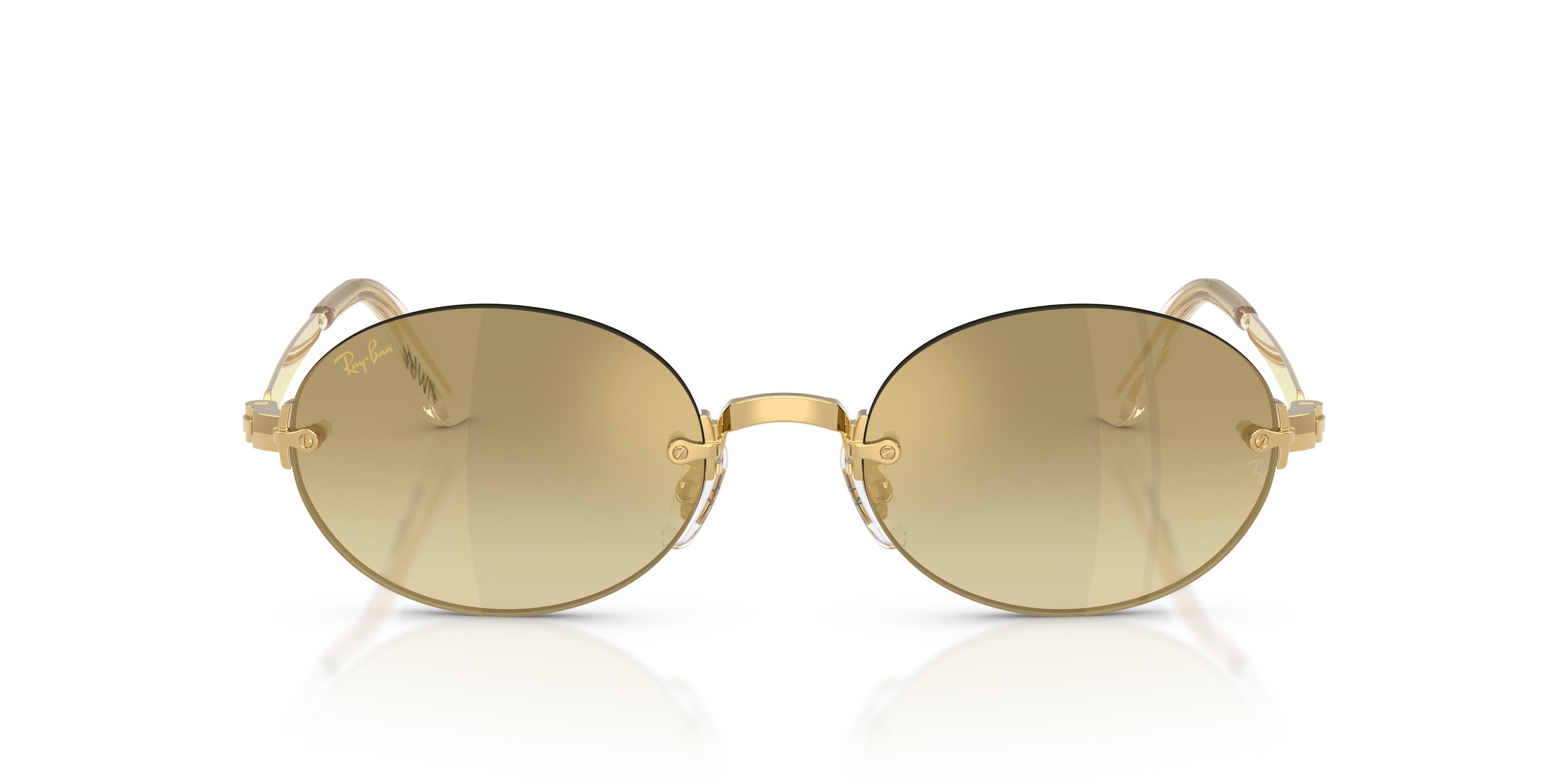 Occhiali da sole Ray-Ban ASAP Rocky RB 3929 (001/7I) colore oro arista forma ovale lenti marrone sfumato oro a specchio