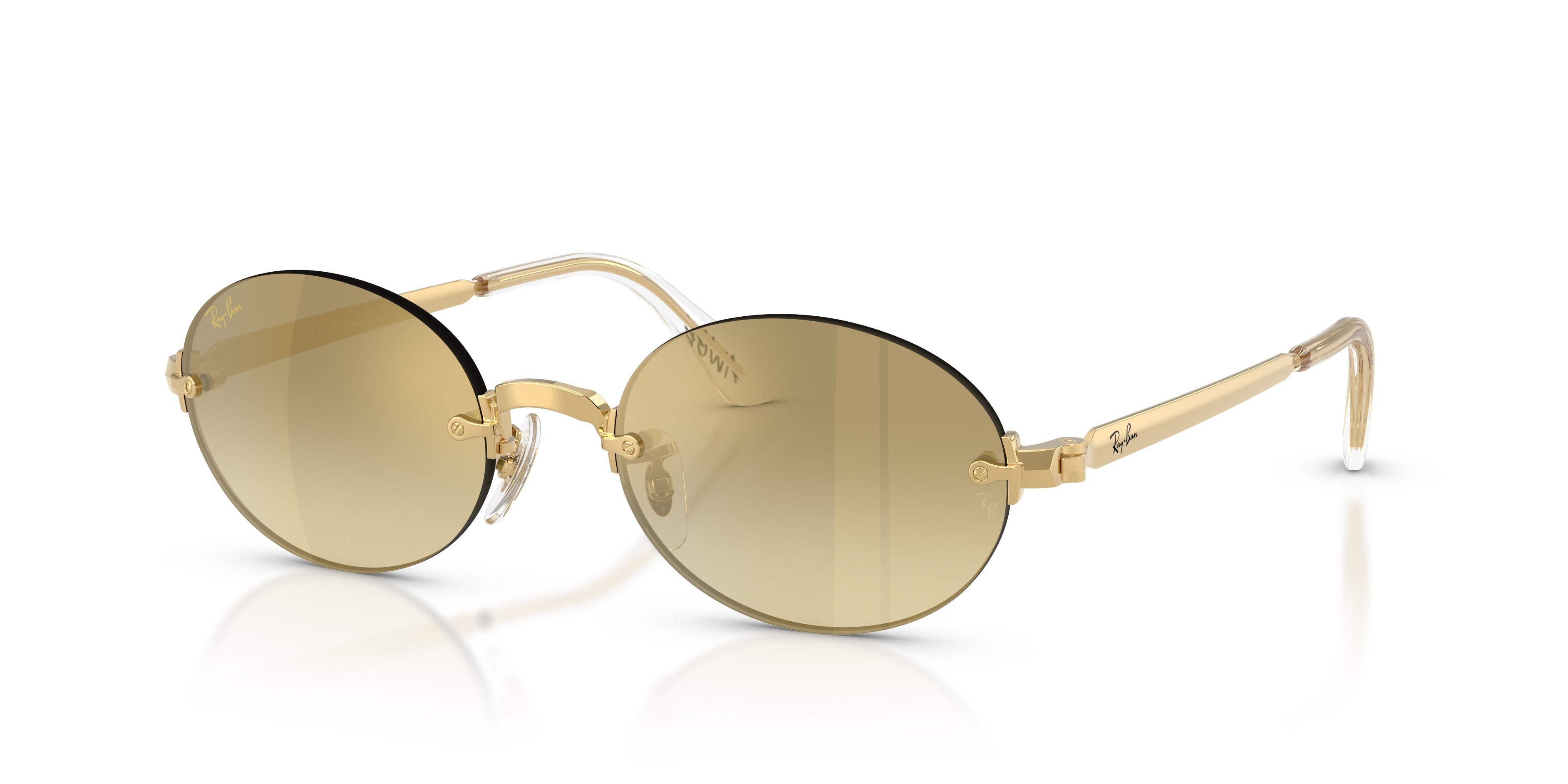 Occhiali da sole Ray-Ban ASAP Rocky RB 3929 (001/7I) colore oro arista forma ovale lenti marrone sfumato oro a specchio