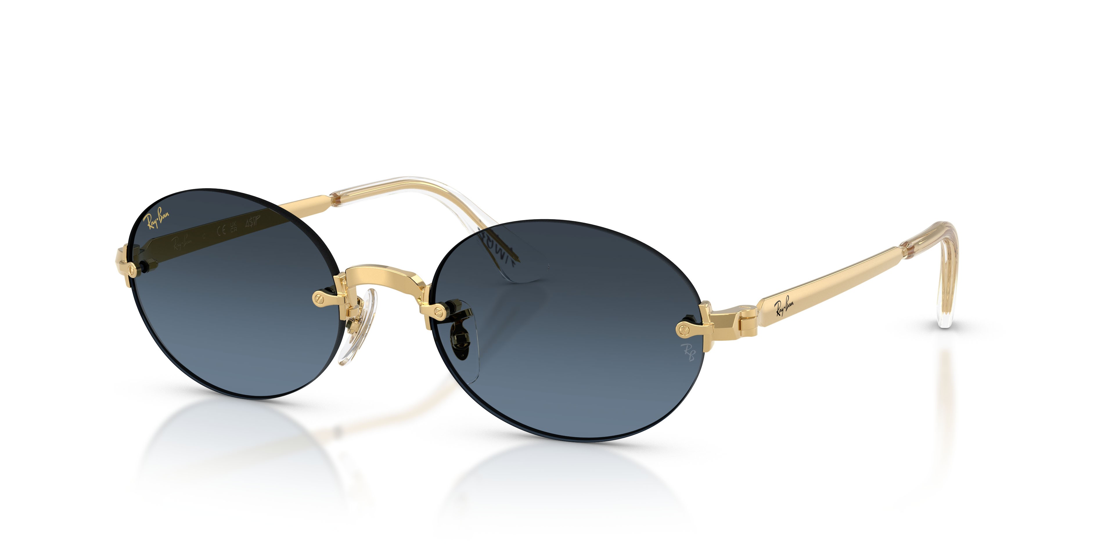 Sonnenbrillen Ray-Ban ASAP Rocky RB 3929 (001/S2) farbe oro arista form oval gläser blu sfumato grigio scuro