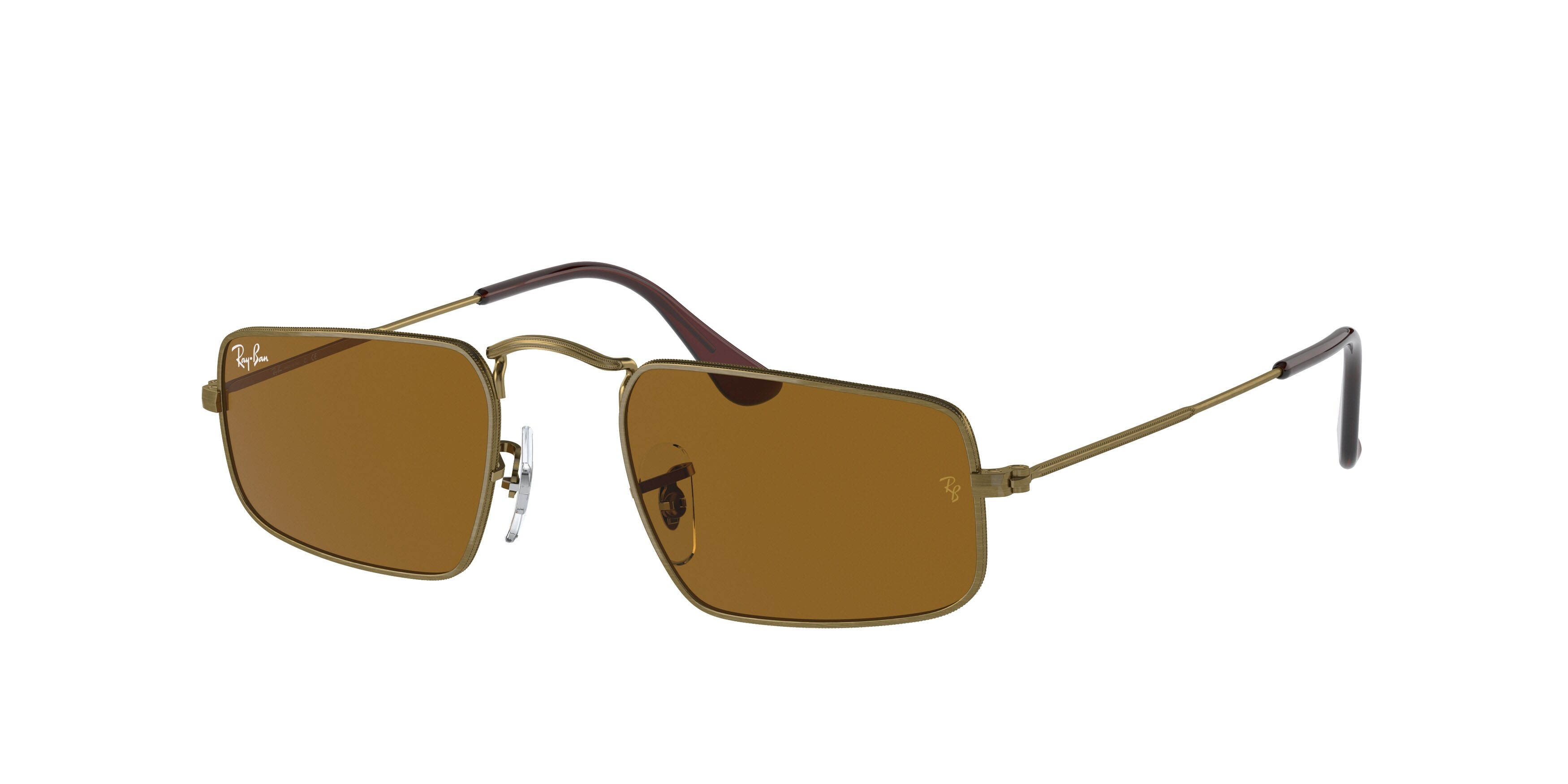 Sonnenbrillen Ray-Ban Julie RB 3957 (922833) farbe oro antico form rechteckig gläser b-15 marrone