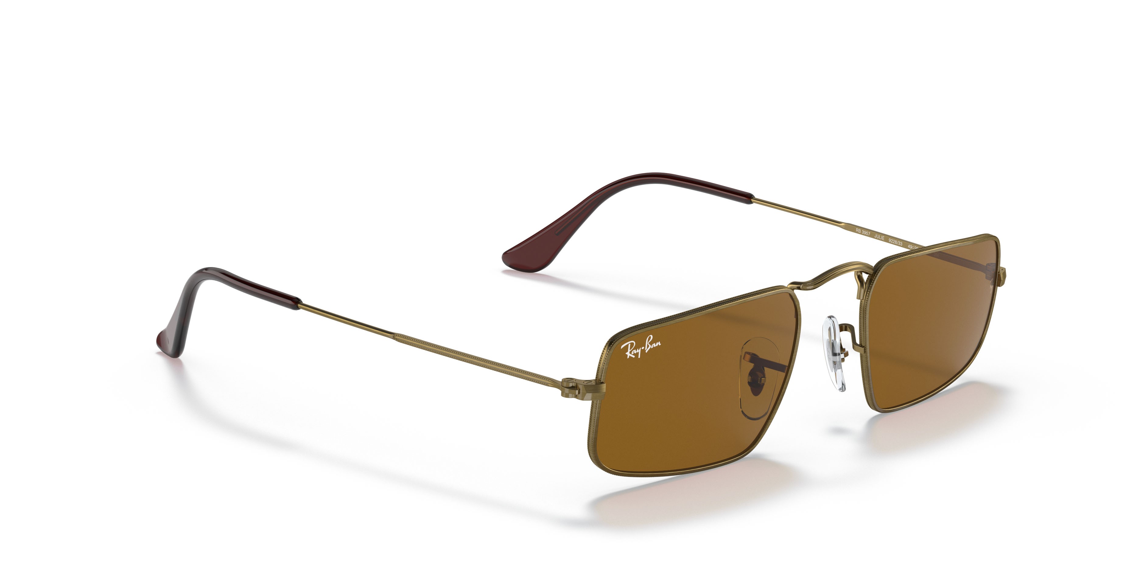 Sonnenbrillen Ray-Ban Julie RB 3957 (922833) farbe oro antico form rechteckig gläser b-15 marrone