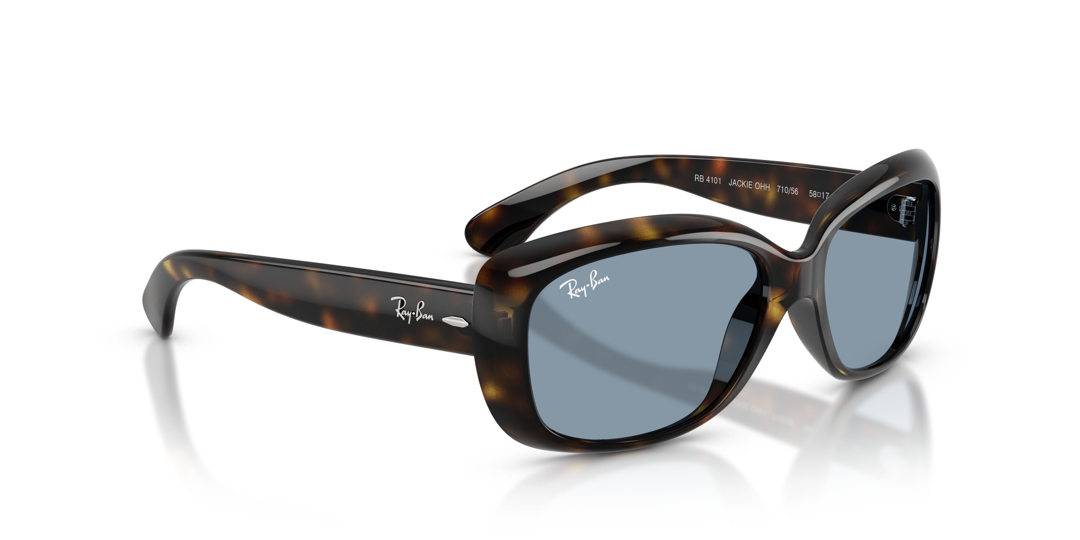 Sonnenbrillen Ray-Ban Jackie Ohh RB 4101 (710/56) farbe havana chiaro form schmetterling gläser blu