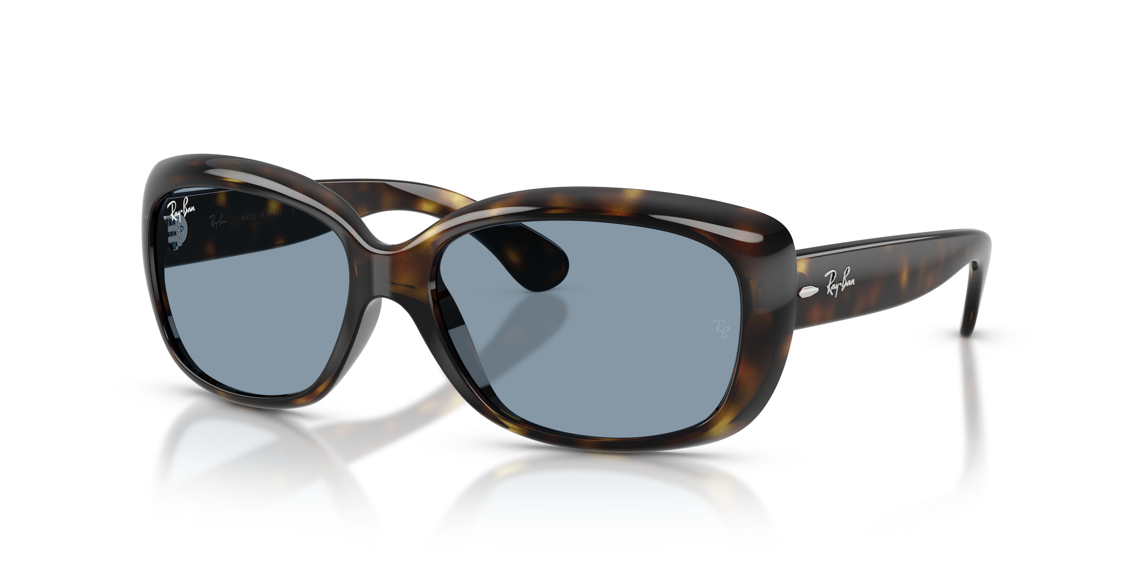 Sonnenbrillen Ray-Ban Jackie Ohh RB 4101 (710/56) farbe havana chiaro form schmetterling gläser blu