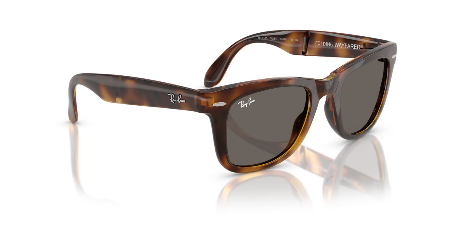 Sonnenbrillen Ray-Ban Folding Wayfarer RB 4105 (710/B1) farbe havana form quadratisch gläser grigio scuro