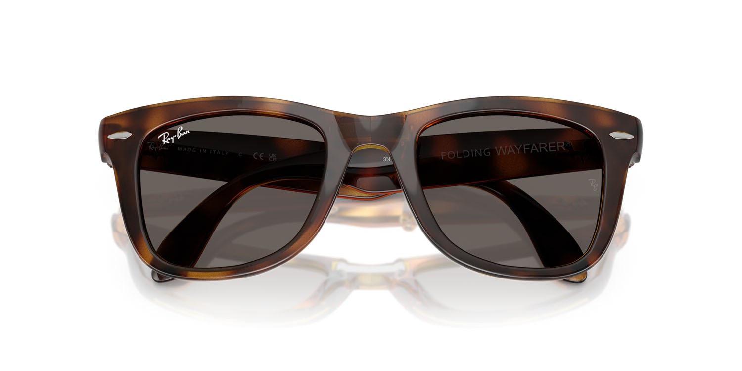 Sonnenbrillen Ray-Ban Folding Wayfarer RB 4105 (710/B1) farbe havana form quadratisch gläser grigio scuro