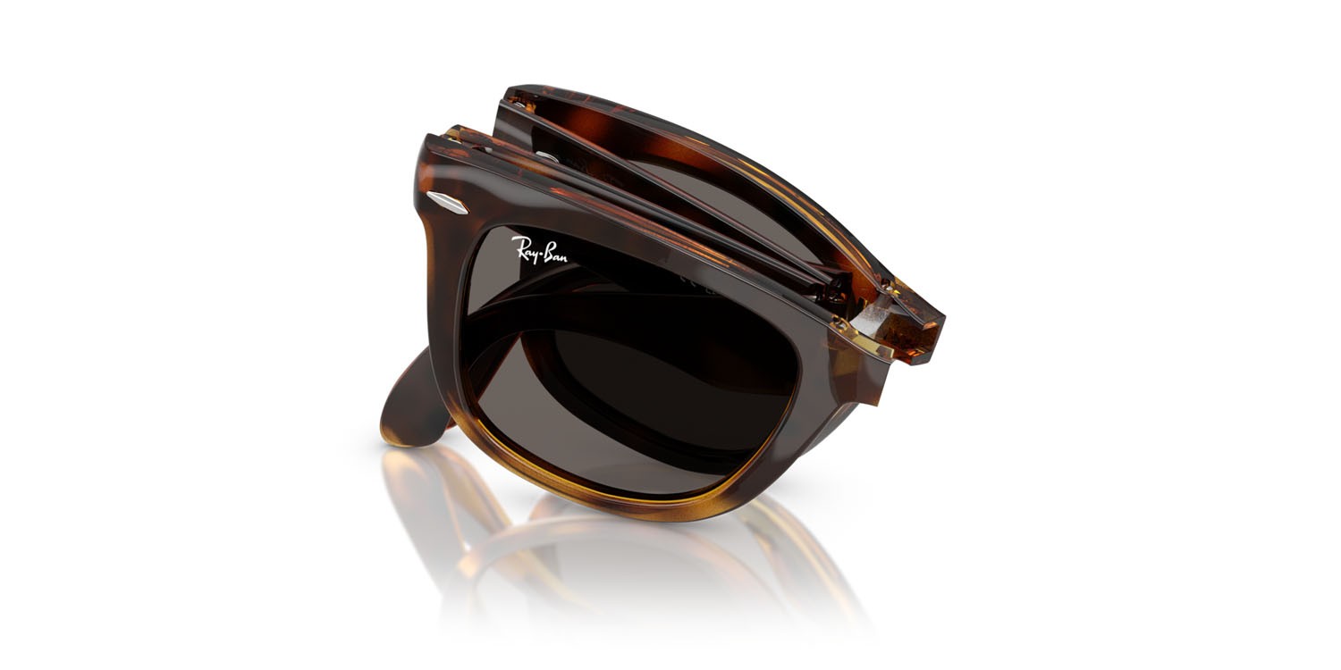Sonnenbrillen Ray-Ban Folding Wayfarer RB 4105 (710/B1) farbe havana form quadratisch gläser grigio scuro
