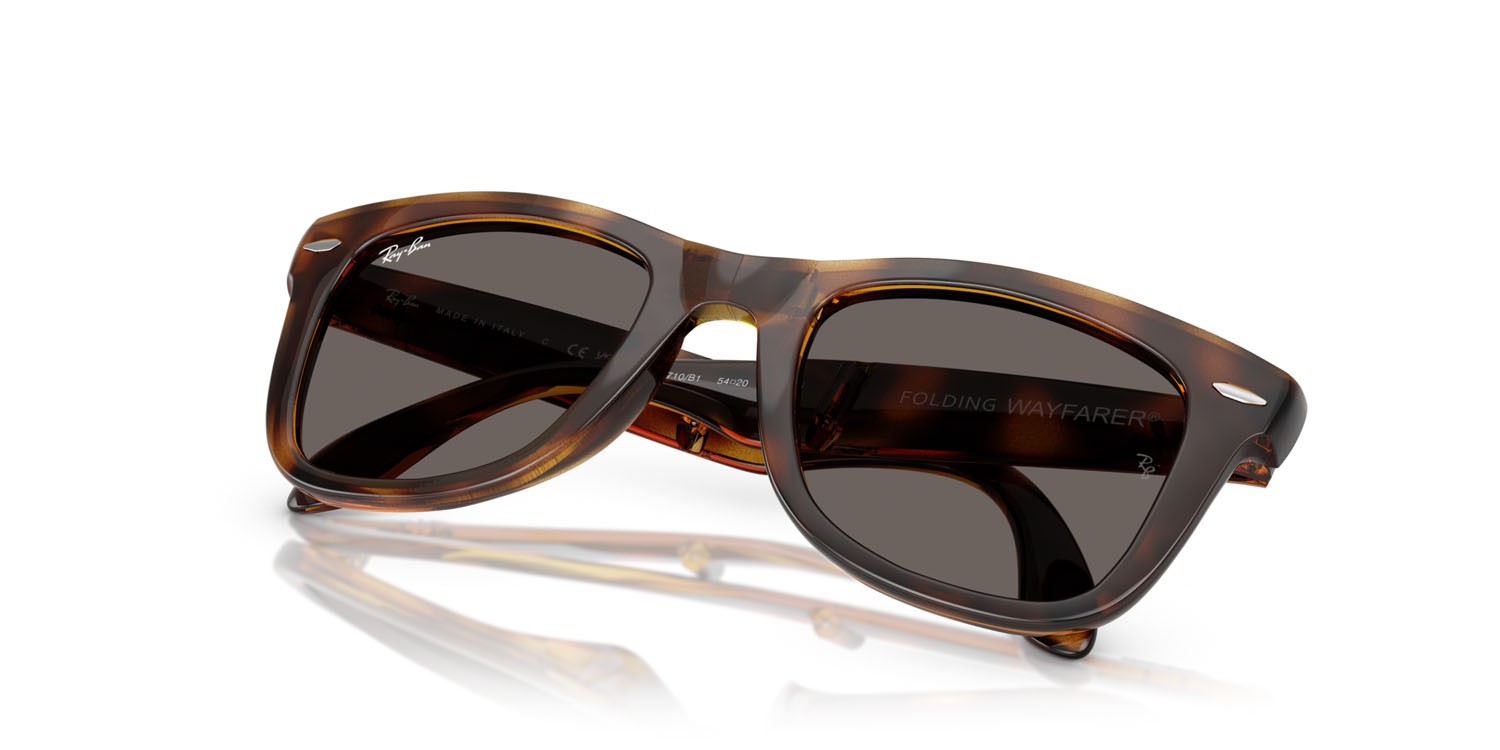 Sonnenbrillen Ray-Ban Folding Wayfarer RB 4105 (710/B1) farbe havana form quadratisch gläser grigio scuro