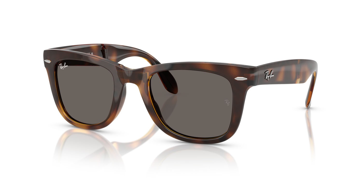 Sonnenbrillen Ray-Ban Folding Wayfarer RB 4105 (710/B1) farbe havana form quadratisch gläser grigio scuro