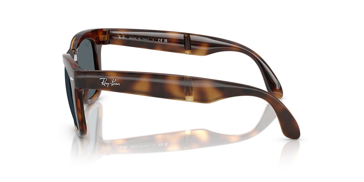 Occhiali da sole Ray-Ban Folding Wayfarer RB 4105 (710/R5) colore havana forma quadrato lenti blu