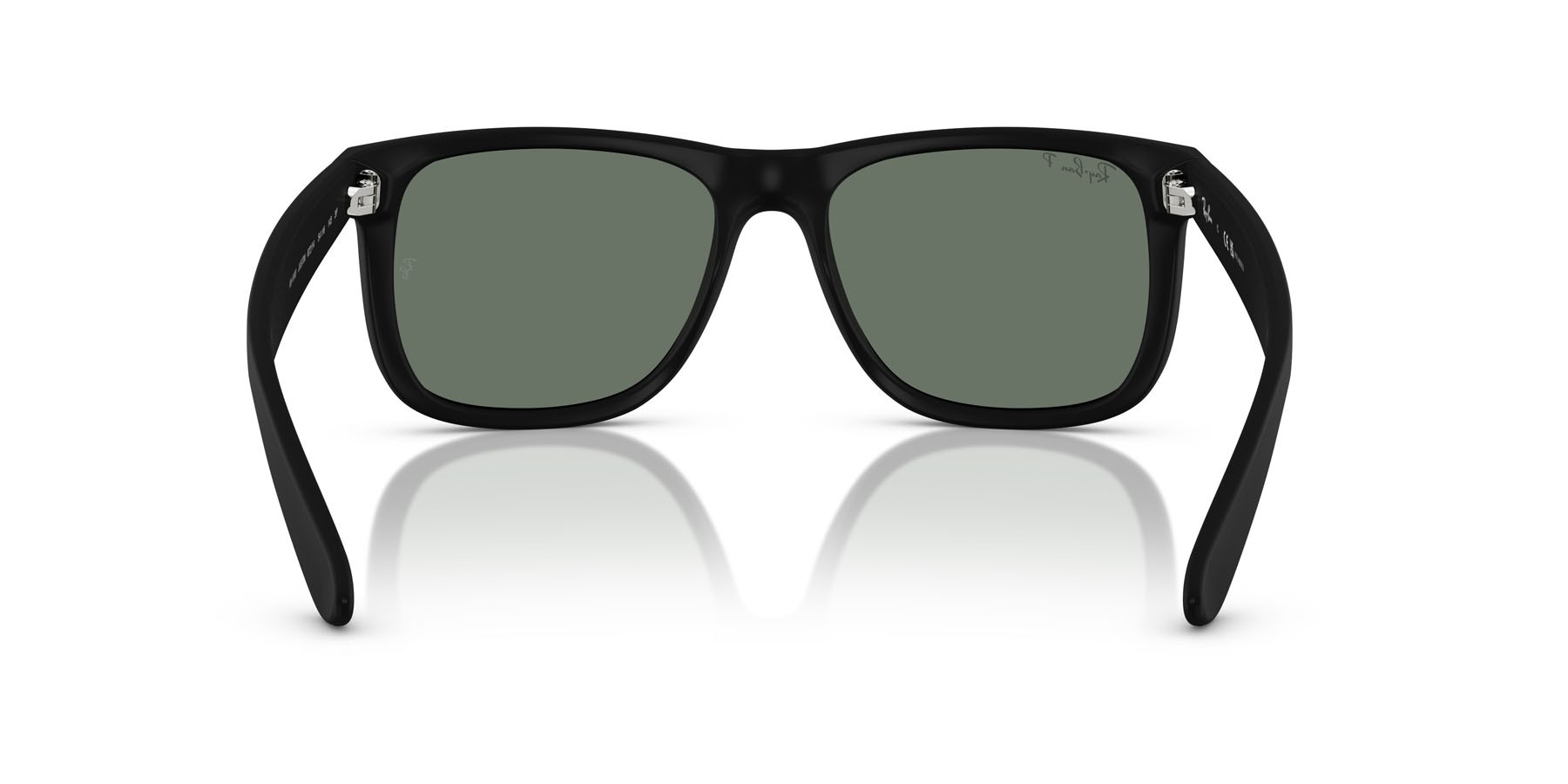 Occhiali da sole Ray-Ban Justin RB 4165 (622/Y4) colore gomma nera forma quadrato lenti verde polarizzato a specchio grigio