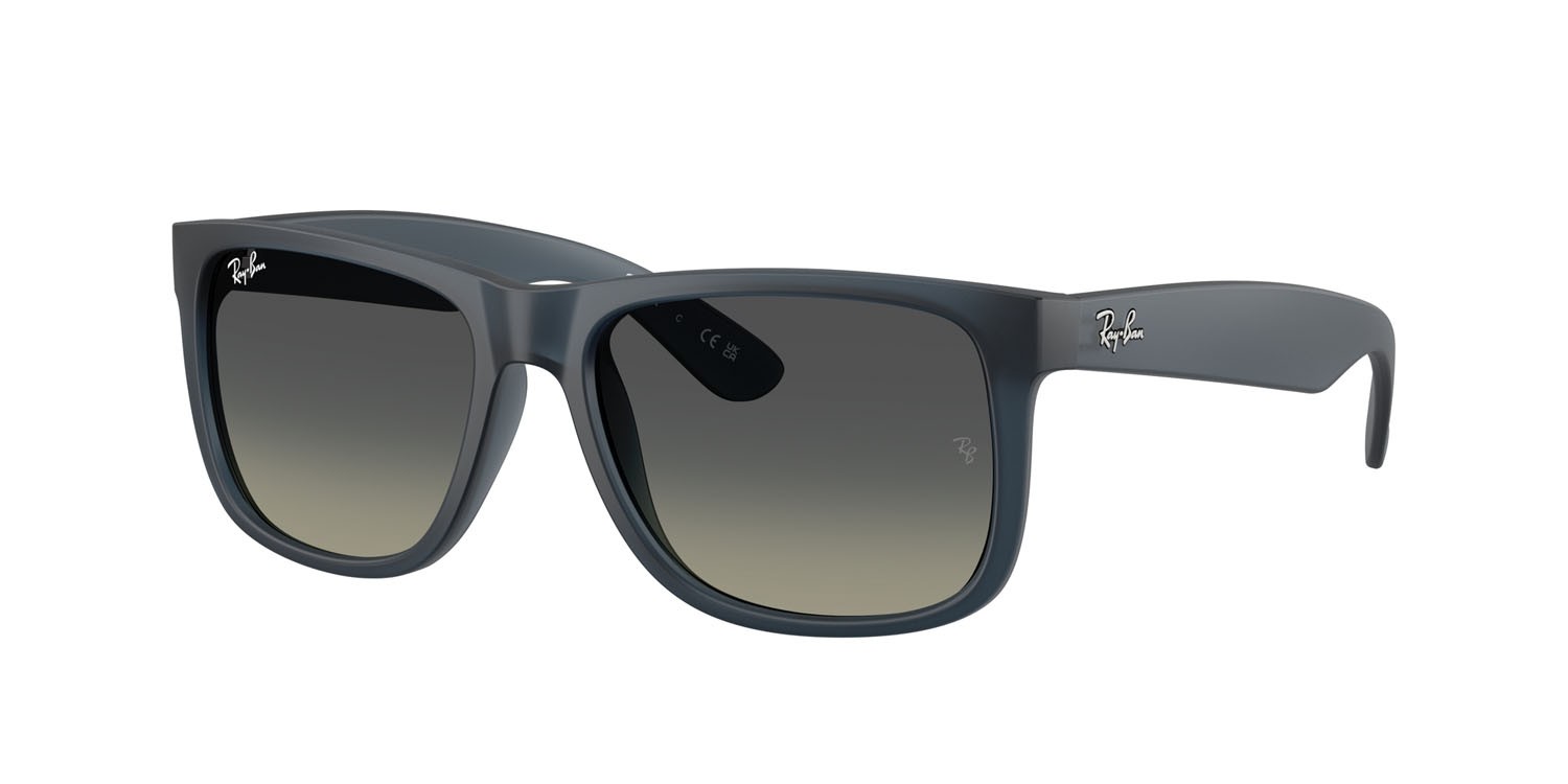 Sonnenbrillen Ray-Ban Justin RB 4165 (681311) farbe gomma blu form quadratisch gläser grigio sfumato