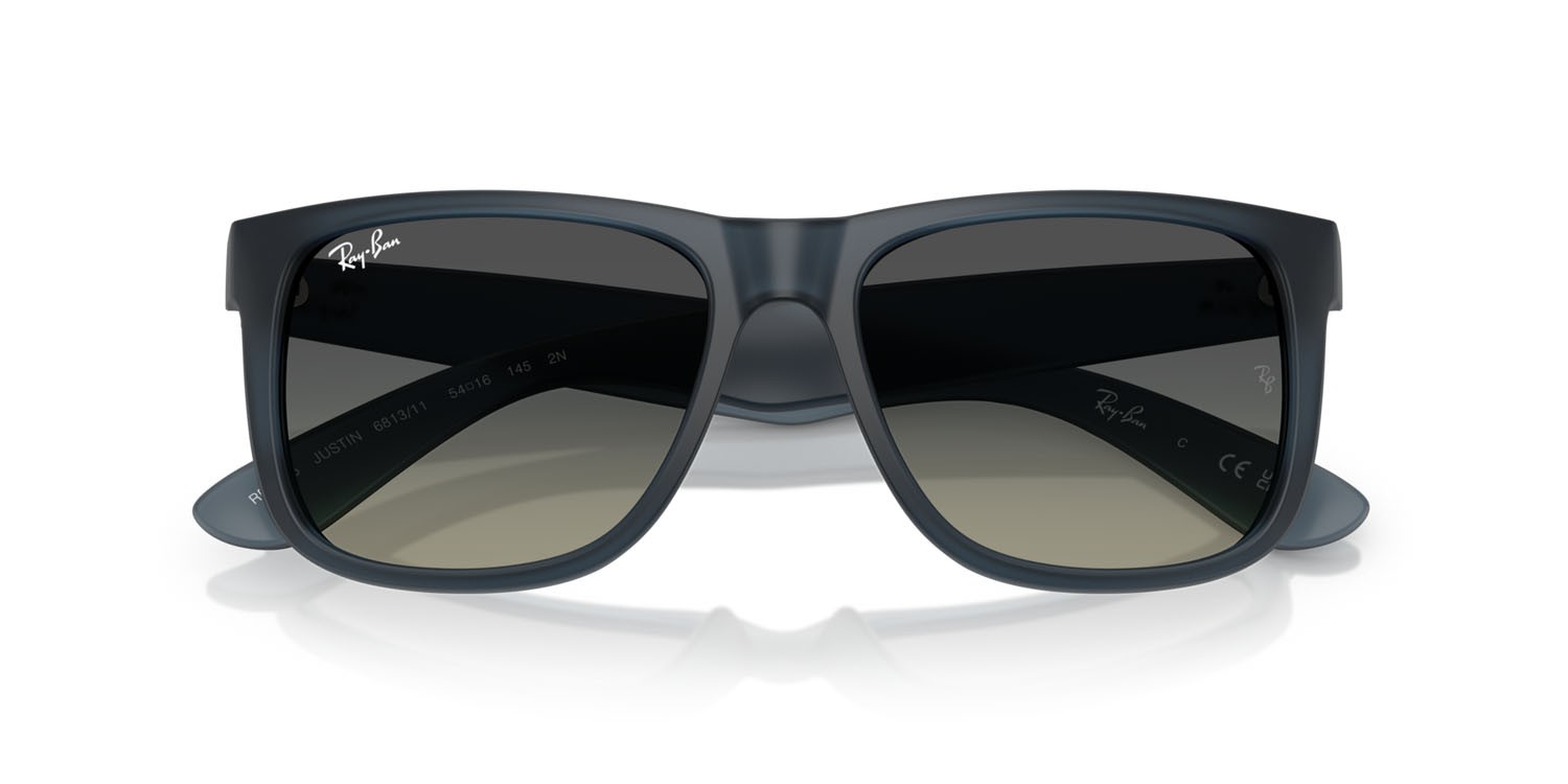 Sonnenbrillen Ray-Ban Justin RB 4165 (681311) farbe gomma blu form quadratisch gläser grigio sfumato