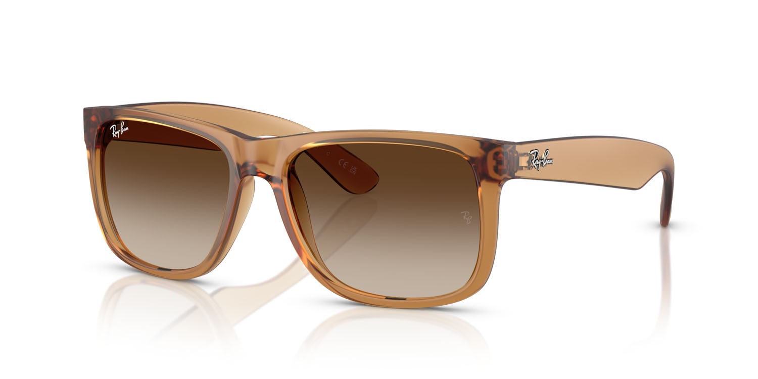 Sonnenbrillen Ray-Ban Justin RB 4165 (681413) farbe beige effetto gommato form quadratisch gläser marrone sfumato