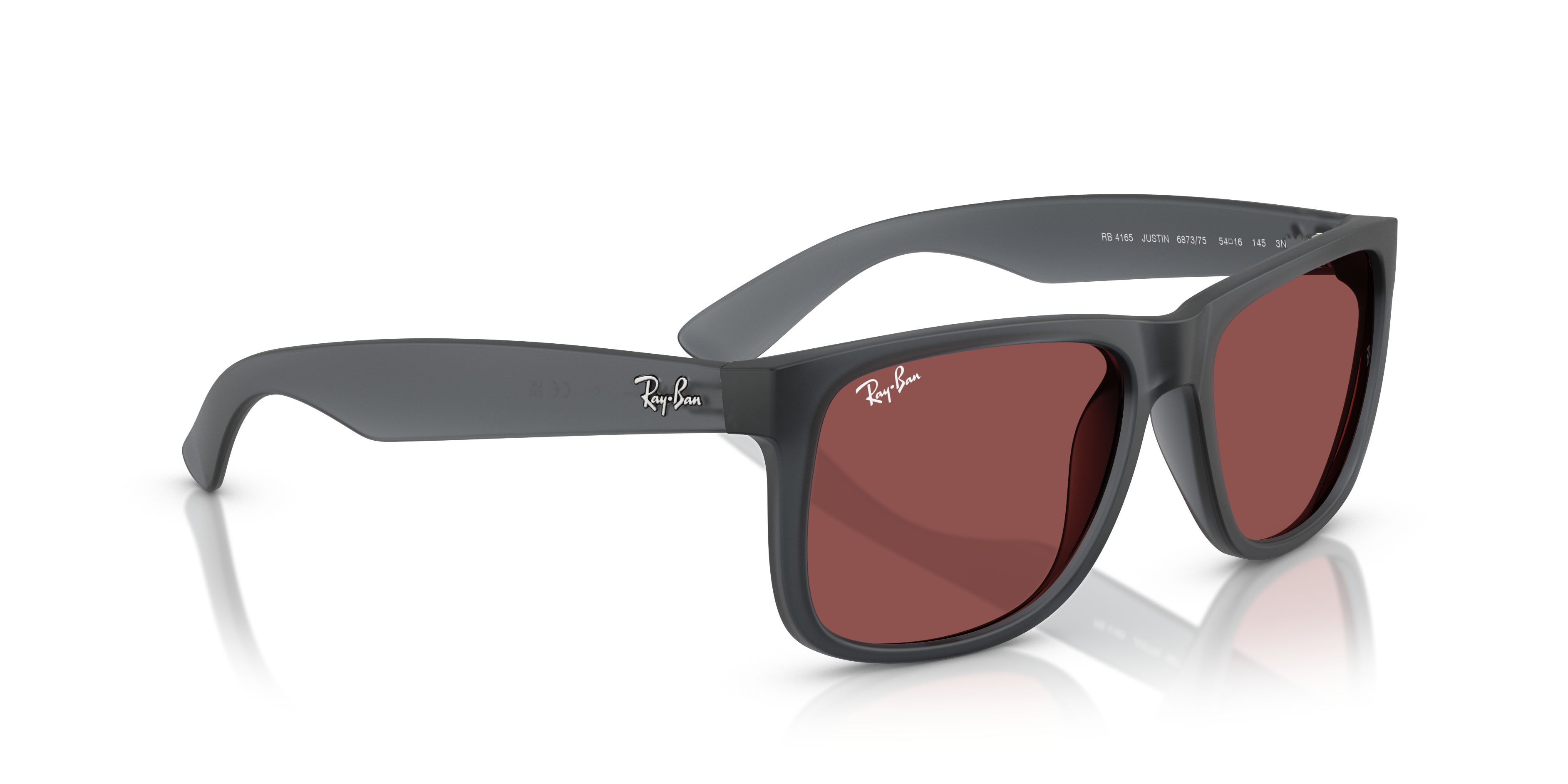 Sonnenbrillen Ray-Ban Justin RB 4165 (687375) farbe grigio opale form quadratisch gläser violetto scuro