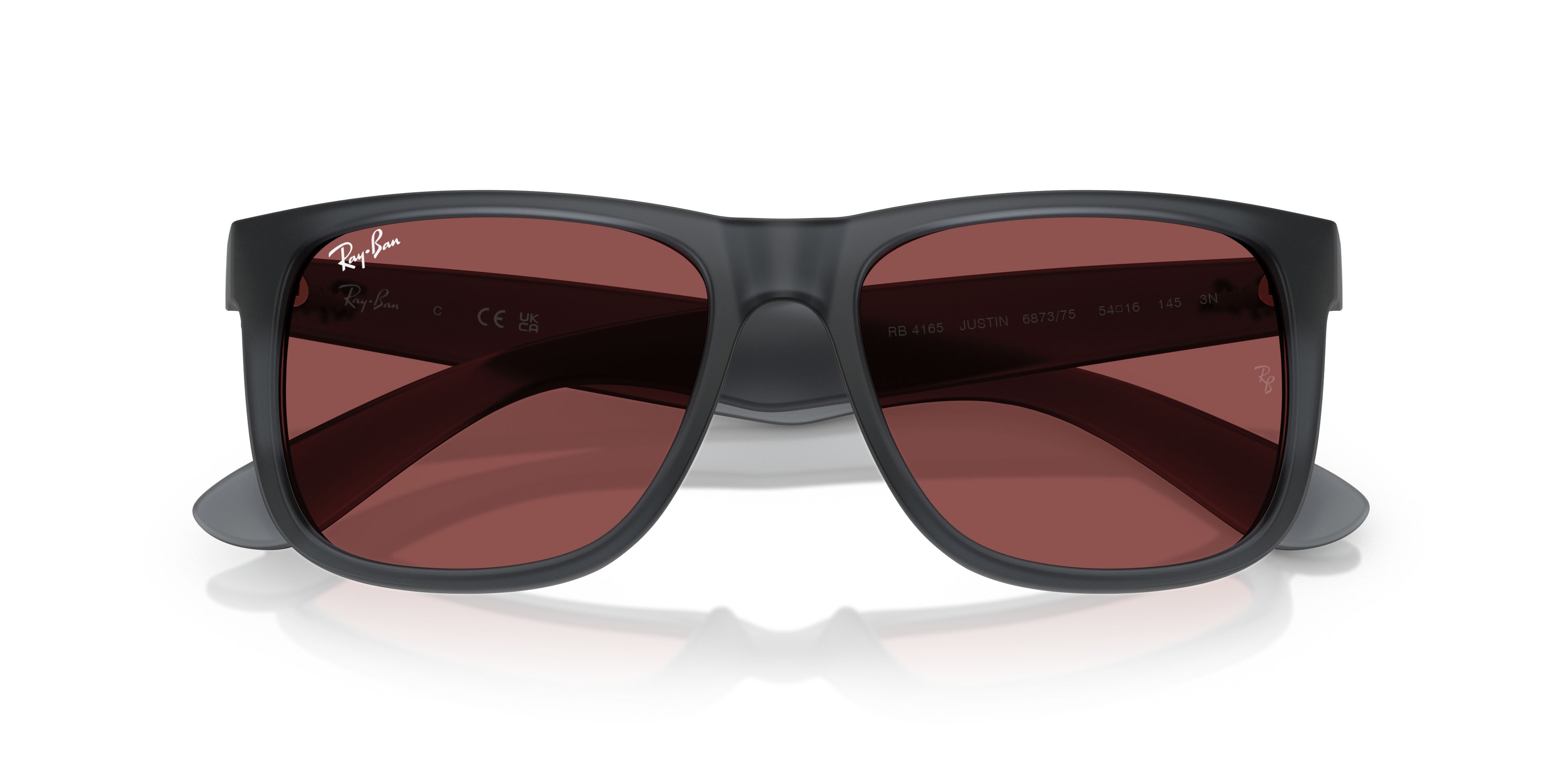 Sonnenbrillen Ray-Ban Justin RB 4165 (687375) farbe grigio opale form quadratisch gläser violetto scuro
