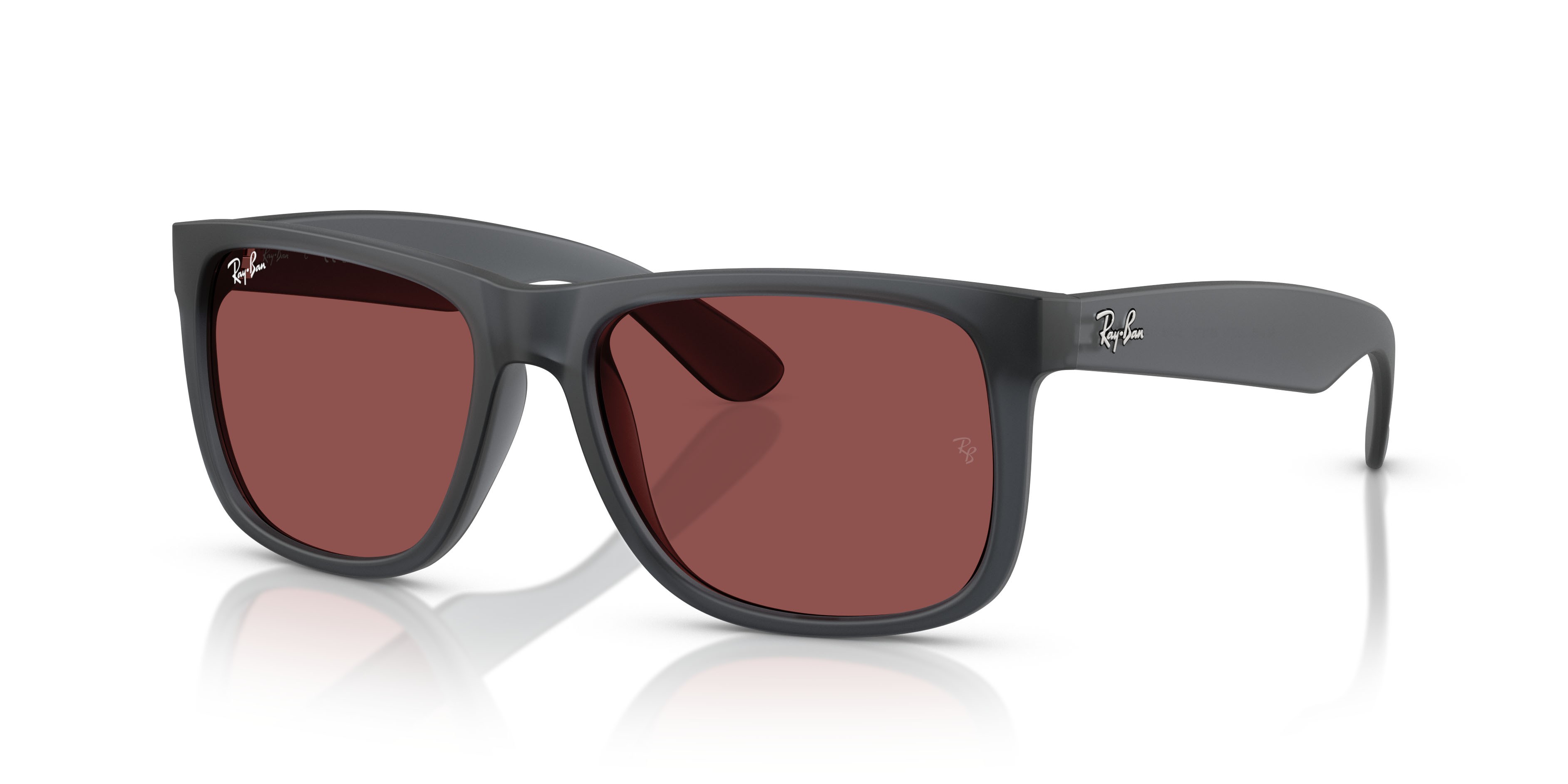 Sonnenbrillen Ray-Ban Justin RB 4165 (687375) farbe grigio opale form quadratisch gläser violetto scuro