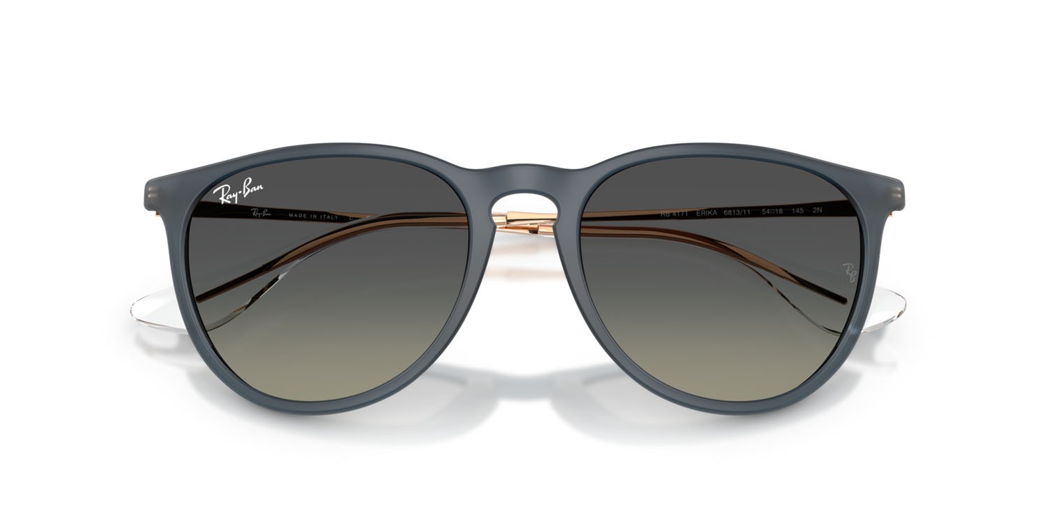 Sonnenbrillen Ray-Ban Erika RB 4171 (681311) farbe gomma blu form pantos gläser grigio sfumato