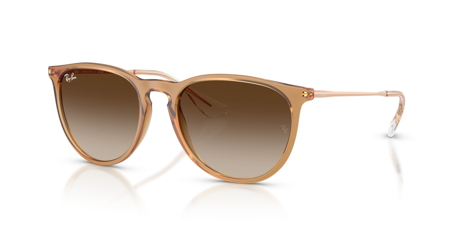 Sonnenbrillen Ray-Ban Erika RB 4171 (681413) farbe beige effetto gommato form pantos gläser marrone sfumato